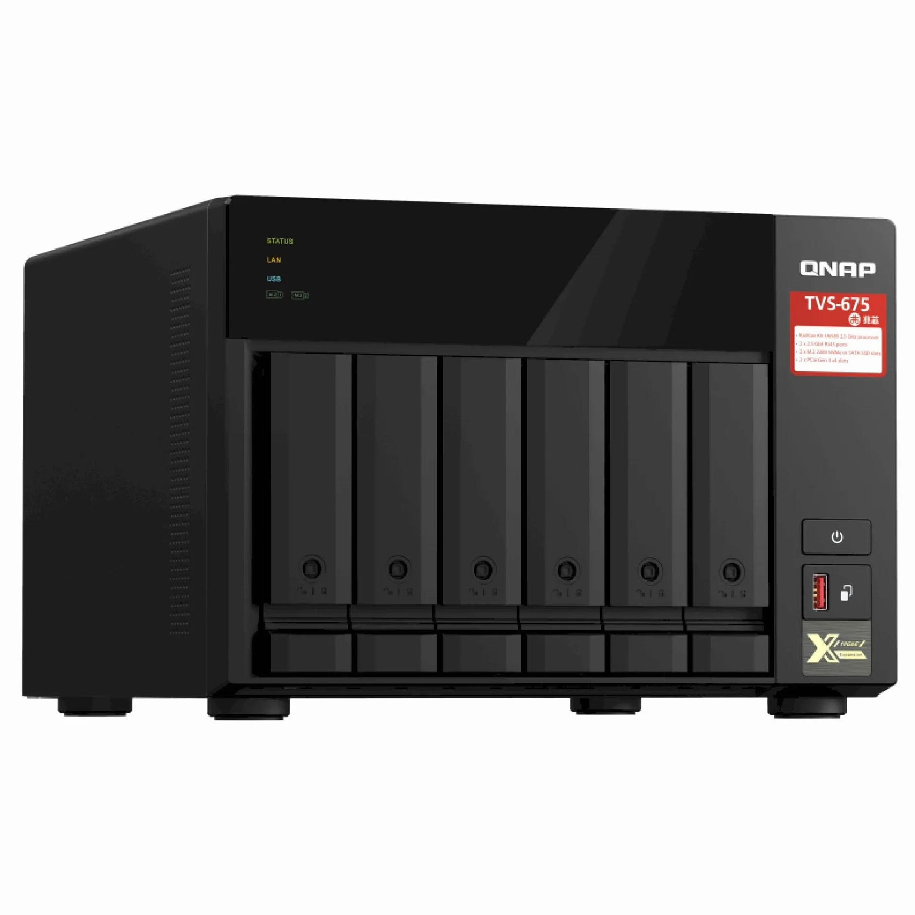 QNAP 6-kieszeniowy NAS Zhaoxin KX-U6580 8C/8T 2,5 GHz Czarny