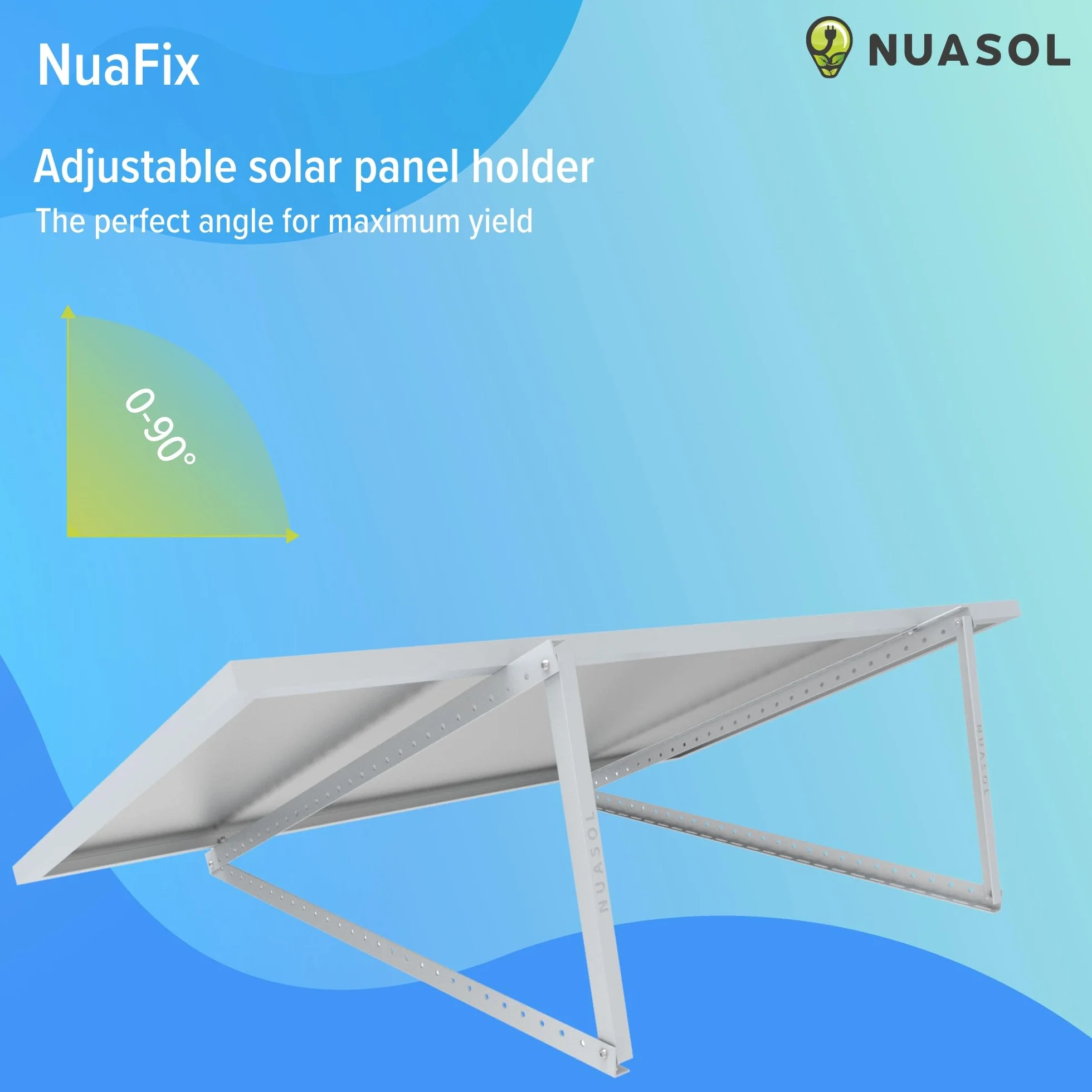 Uchwyt do panelu słonecznego, wspornik do 118 cm, płaski dach PV, moduł solarny | regulowany 0-90° | zestaw | aluminium | materiał montażowy, srebrny