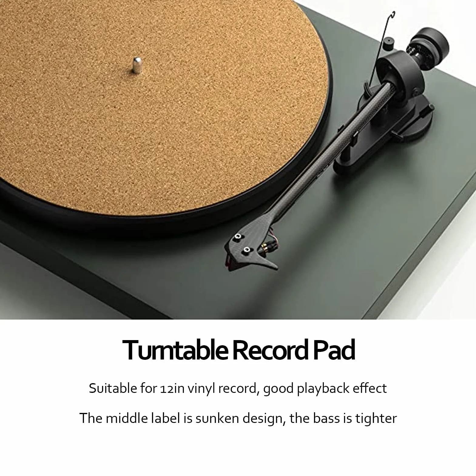 12-calowa Podkładka Pod Płytę Antystatyczna, Mata Gramofonowa do Płyty LP 12 Cali, Gramofon Slipmat Podkładka z Korka Antystatyczna Mata Antywibracyjna o średnicy 295 Mm