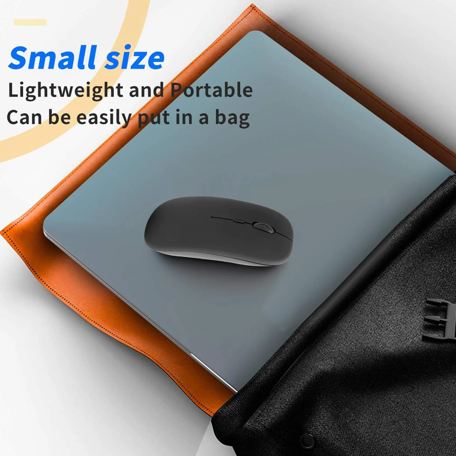Zunate Bezprzewodowa mysz Bluetooth 5.0 czarna, cicha 800/1200/1600 DPI regulowana, do laptopa i tabletu