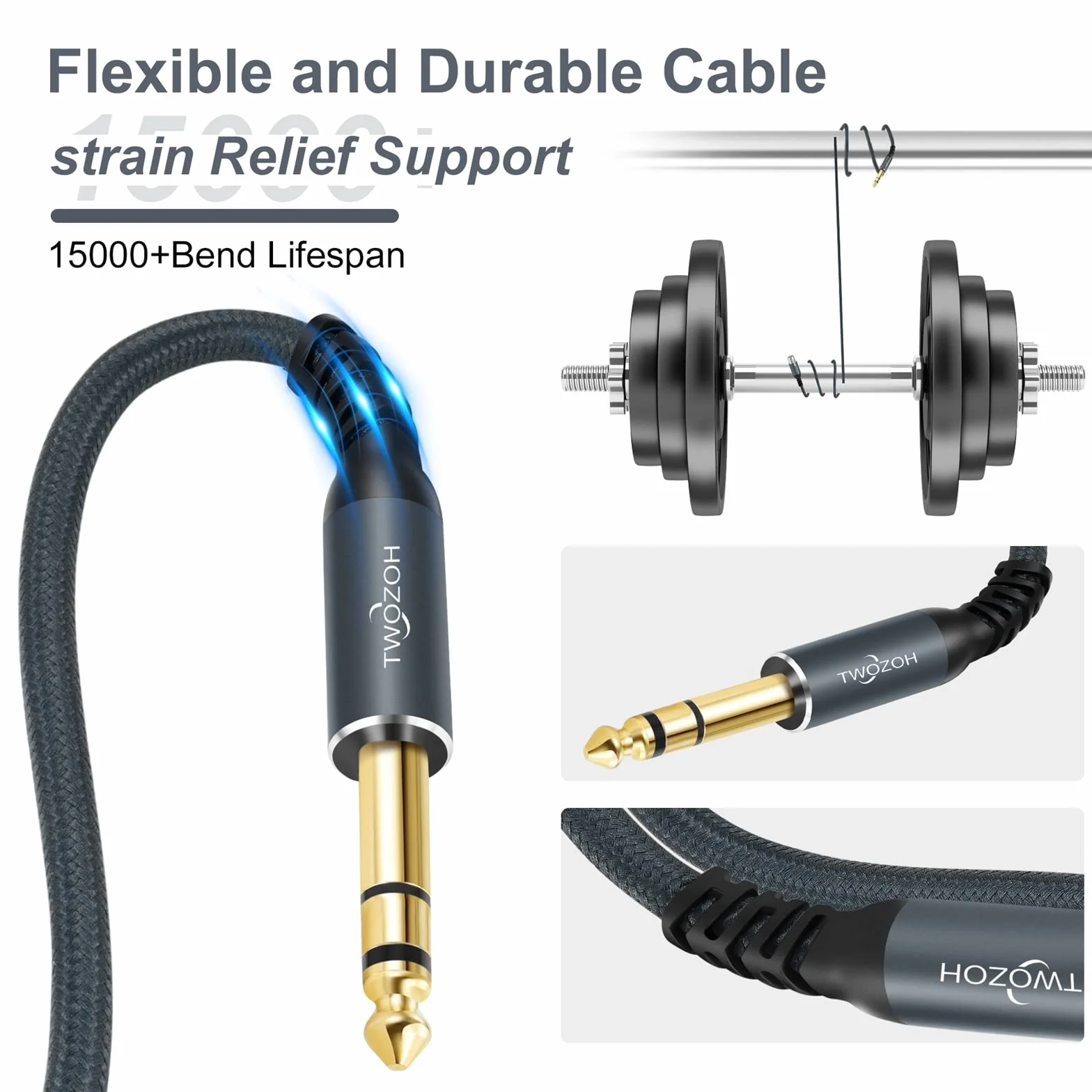 Twozoh XLR żeński na 1/4 TRS Kabel 1M 2 Pack, Pleciony 6,35 mm gniazdo stereo zbalansowany na 3-pinowy XLR Kabel mikrofonowy