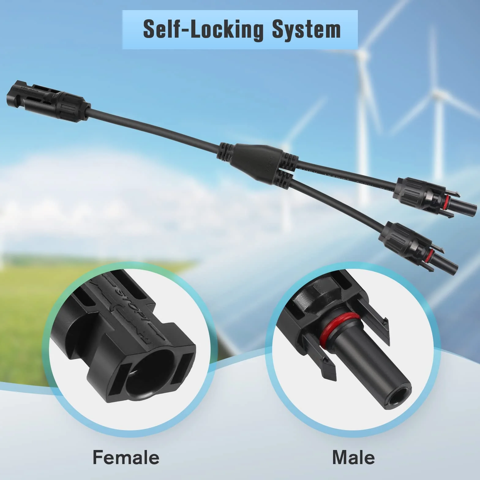 Thlevel Solarny rozdzielacz Y rozdzielacz równoległy adapter złącza MMF i FFM 1 para złączy fotowoltaicznych, przedłużacze panelu, gniazdo dystrybutora, 4 mm²