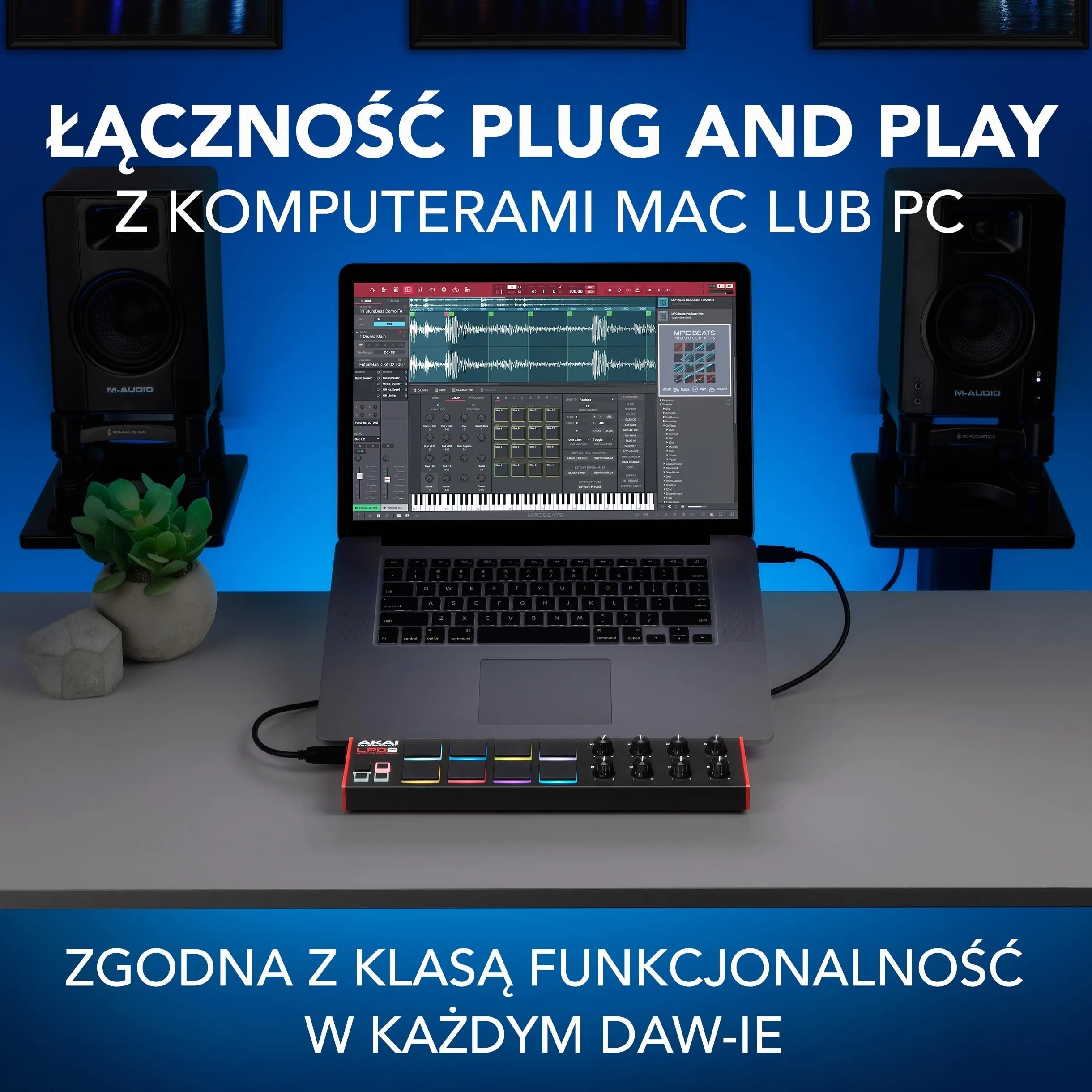 Akai Professional LPD8 - Kontroler USB MIDI z 8 Responsywnymi Padami Perkusyjnymi MPC (Mac i PC), 8 Pokrętłami i Programy do Produkcji Muzyki