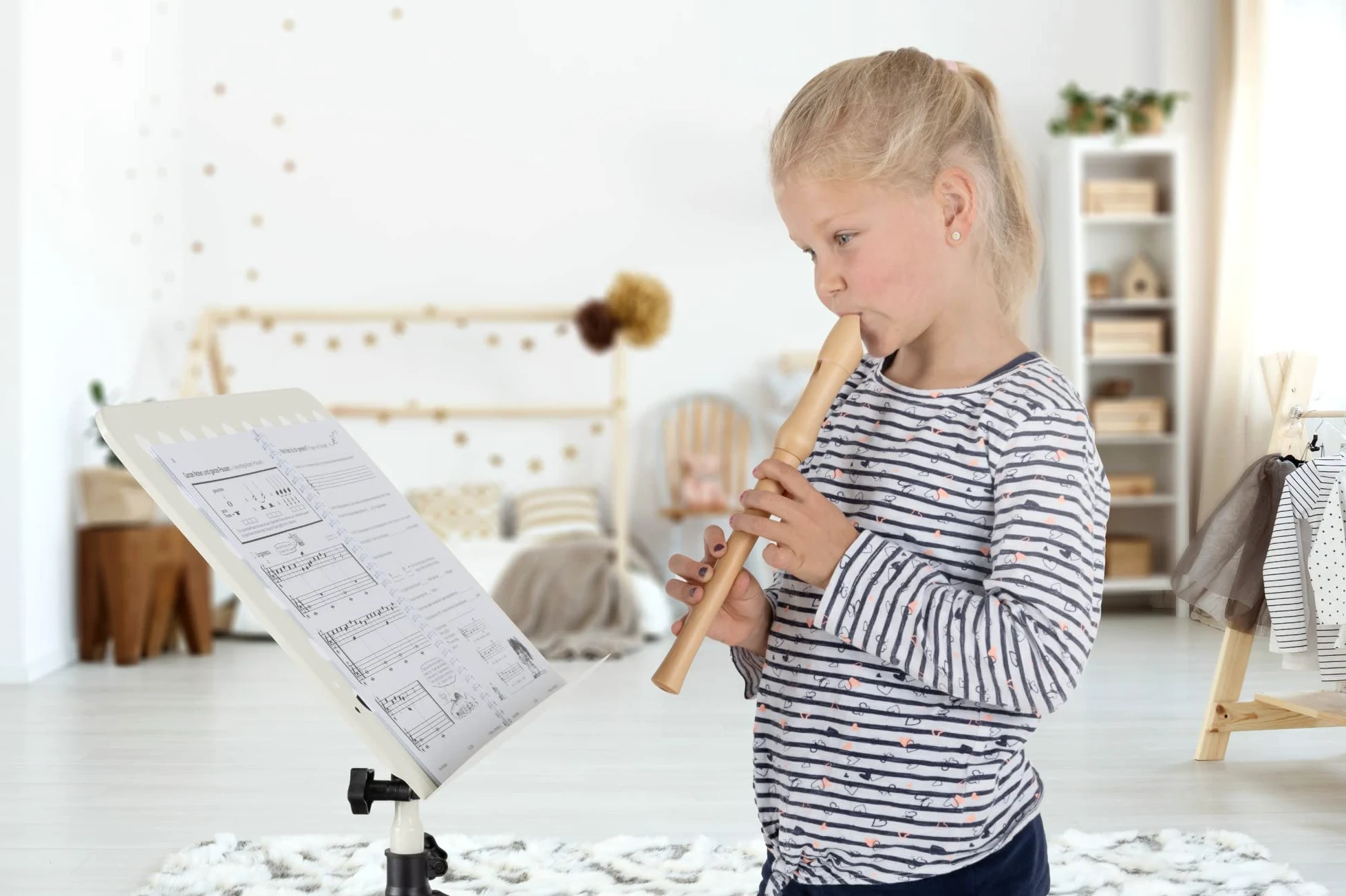 Classic Cantabile Stella flet prosty – 2-częściowy flet prosty z klonu – niemiecki sposób chwytania – idealny dla dzieci od 6 lat – w zestawie wyściełana torba, tabela uchwytów, środek do czyszczenia