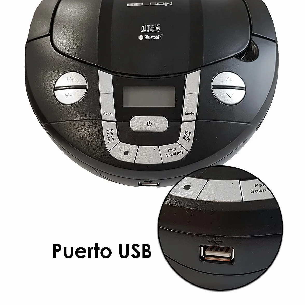 Boombox Przenośne radio CD Bluetooth BSL PCD-31 czarne | z mocą 2 W RMS | Radio FM i port USB odtwarzacz MP3 | Wyświetlacz LCD | AUX IN | Wyjście słuchawkowe