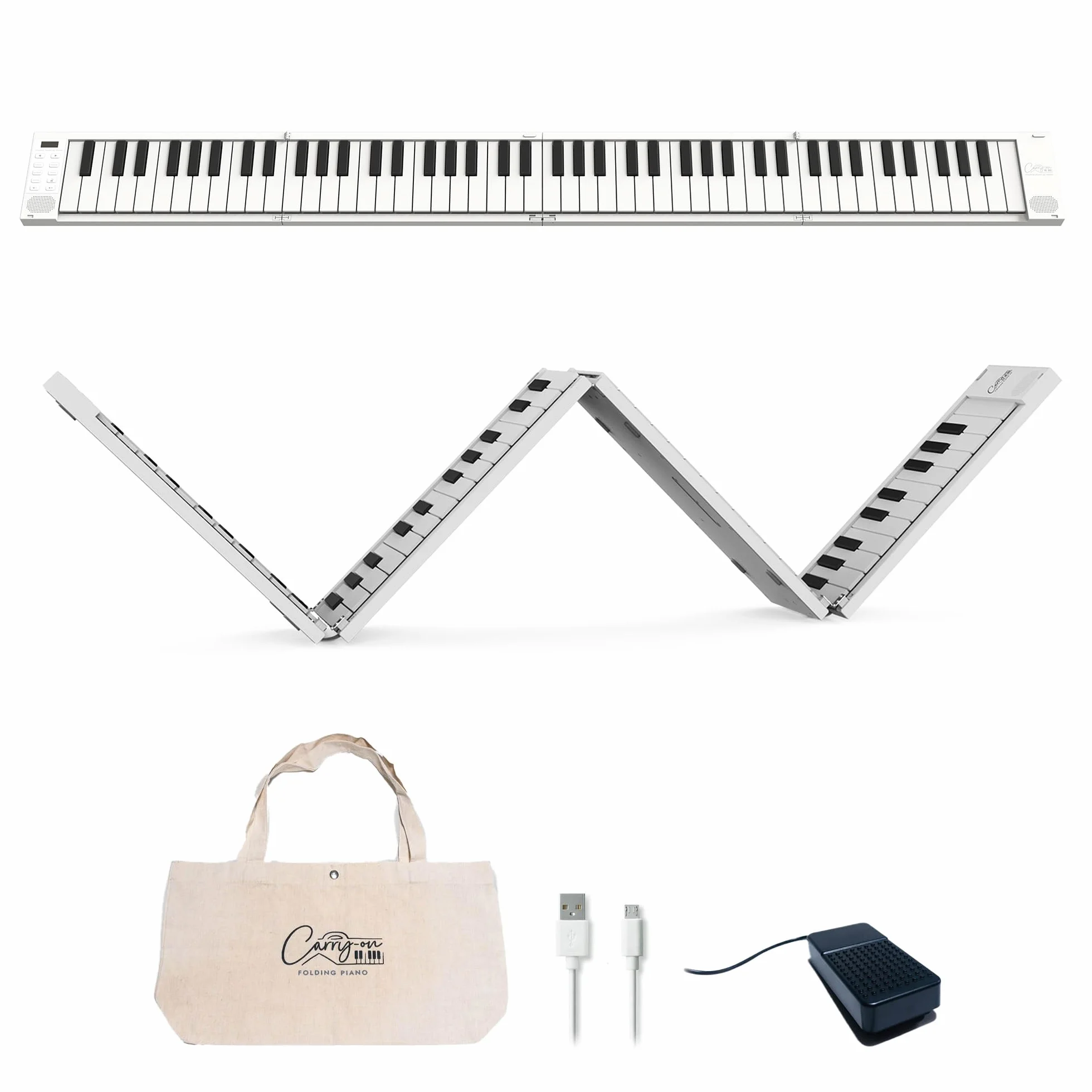 Carry-On Przenośne Pianino, Biały/Czarny, 88 klawiszy