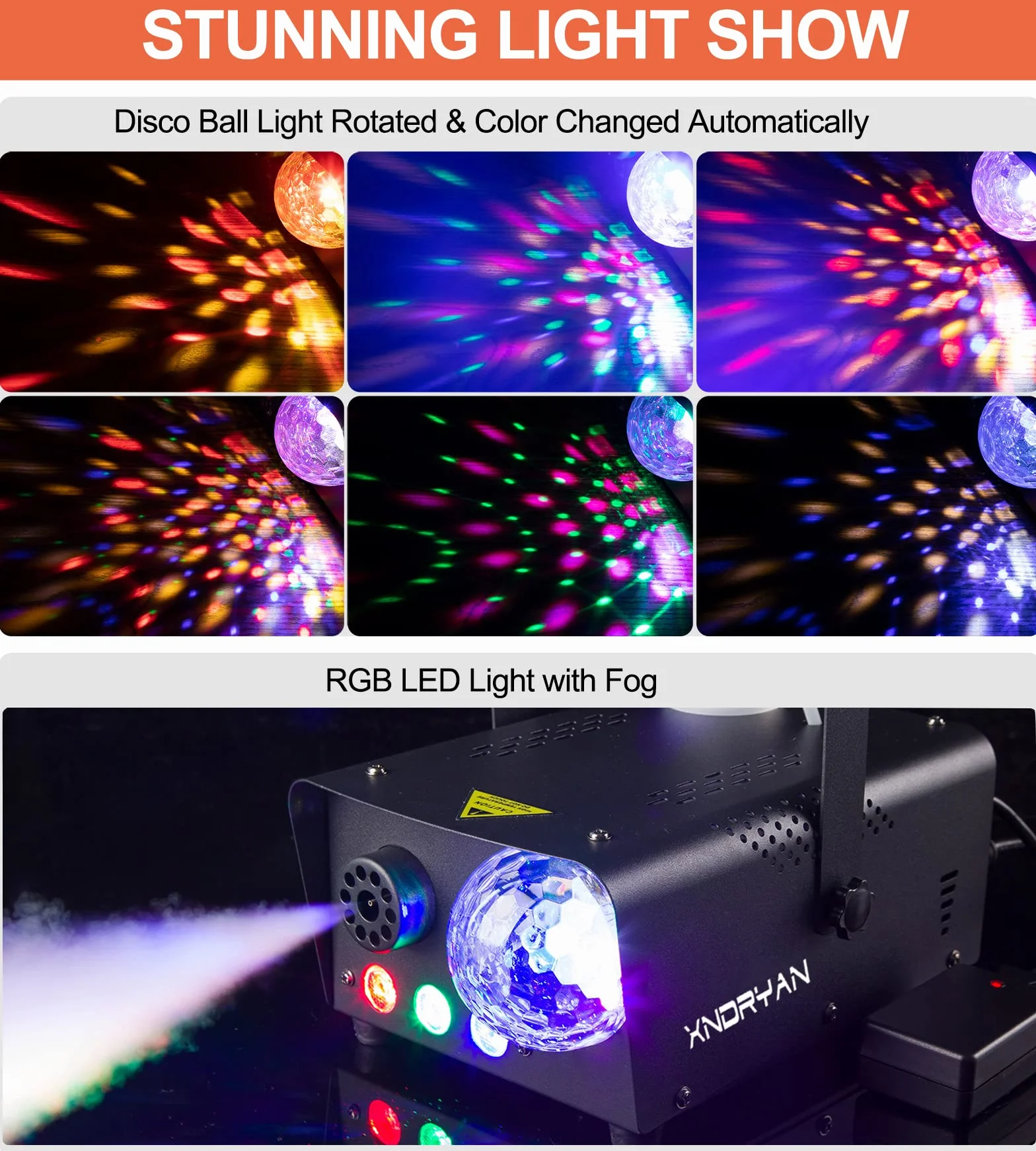 Maszyna do dymu 600 W RGB LED 2500 CFM z lampką dyskotekową