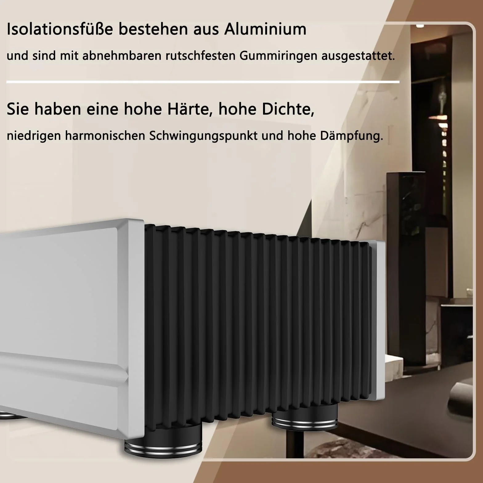 Tertullus 4 aluminiowe nóżki do urządzeń HiFi 39 mm × 17 mm czarne śruby głośnik, absorber subwoofer, nóżki z 4 śrubami do urządzeń Hi-Fi