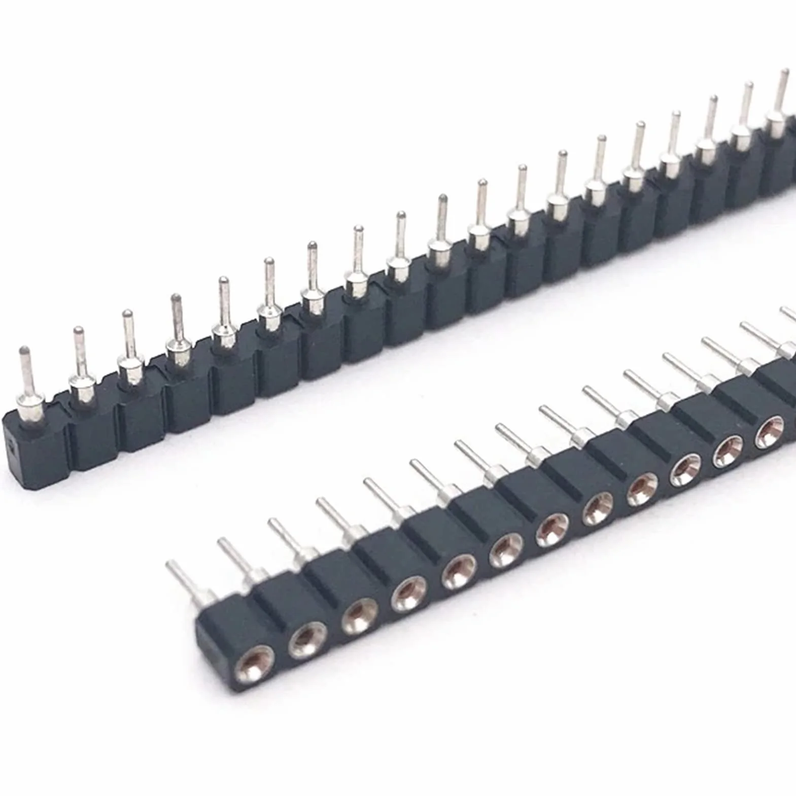 BuyWeek Listwa zasilająca cyna, 5 sztuk 1x40P 2,54 mm okrągły otwór jednorzędowa listwa zasilająca 40Pin PCB IC Crystal Socket Connector