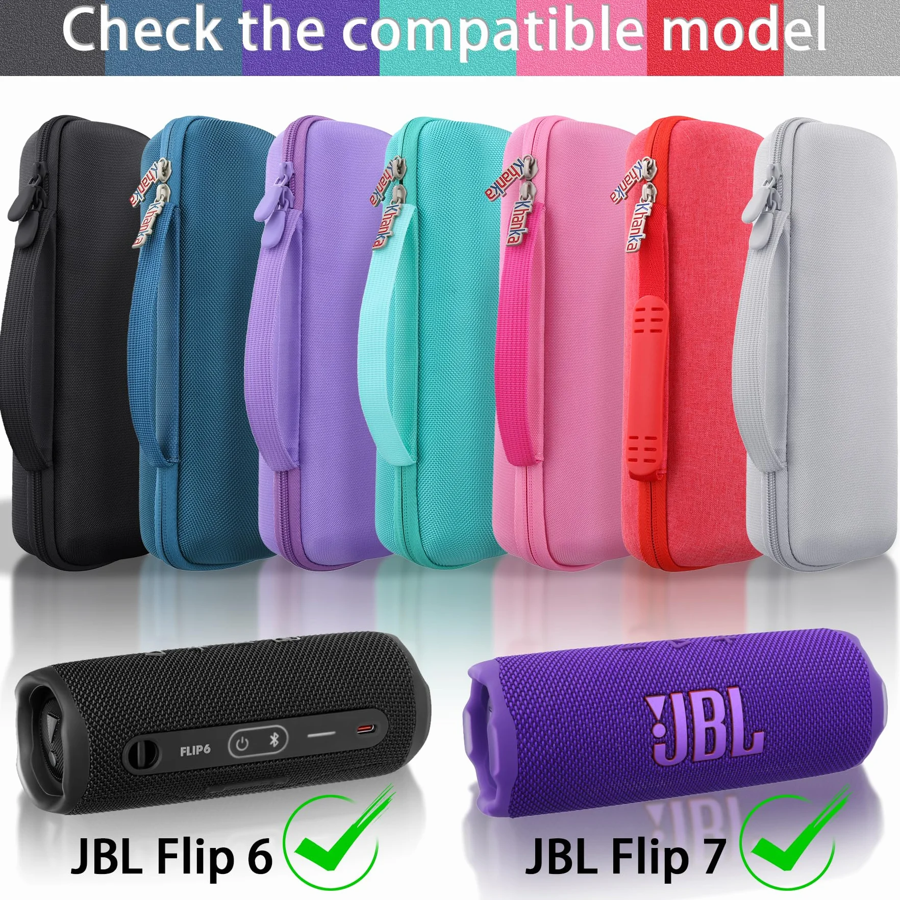 Khanka twarde etui wodoodporne do przenośnych głośników Bluetooth JBL Flip 7 / Flip 6, torebka podróżna i do przechowywania, tylko etui (Lila)