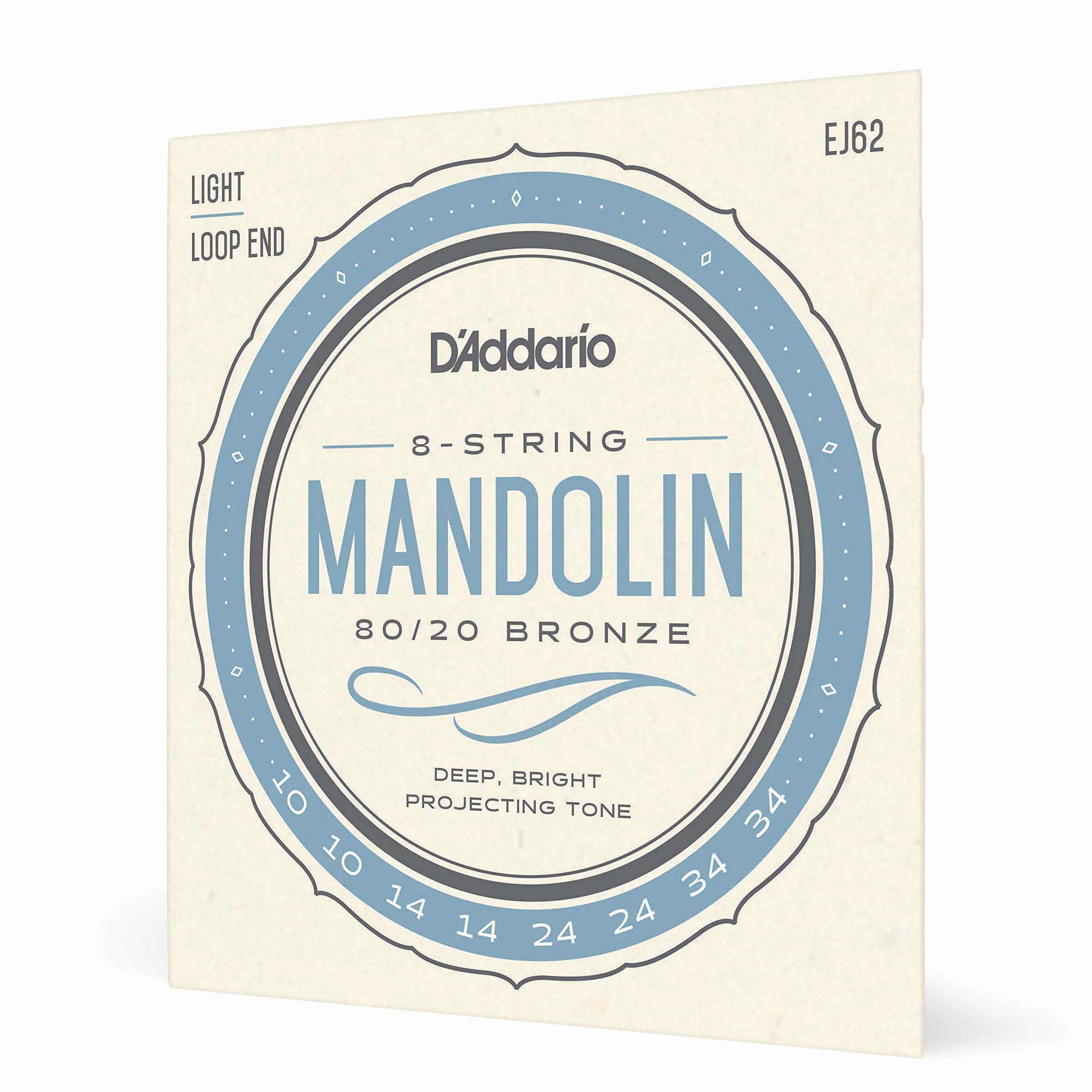 D'Addario EJ62 80/20 10-34 Brązowy lekki sznurek mandolinowy