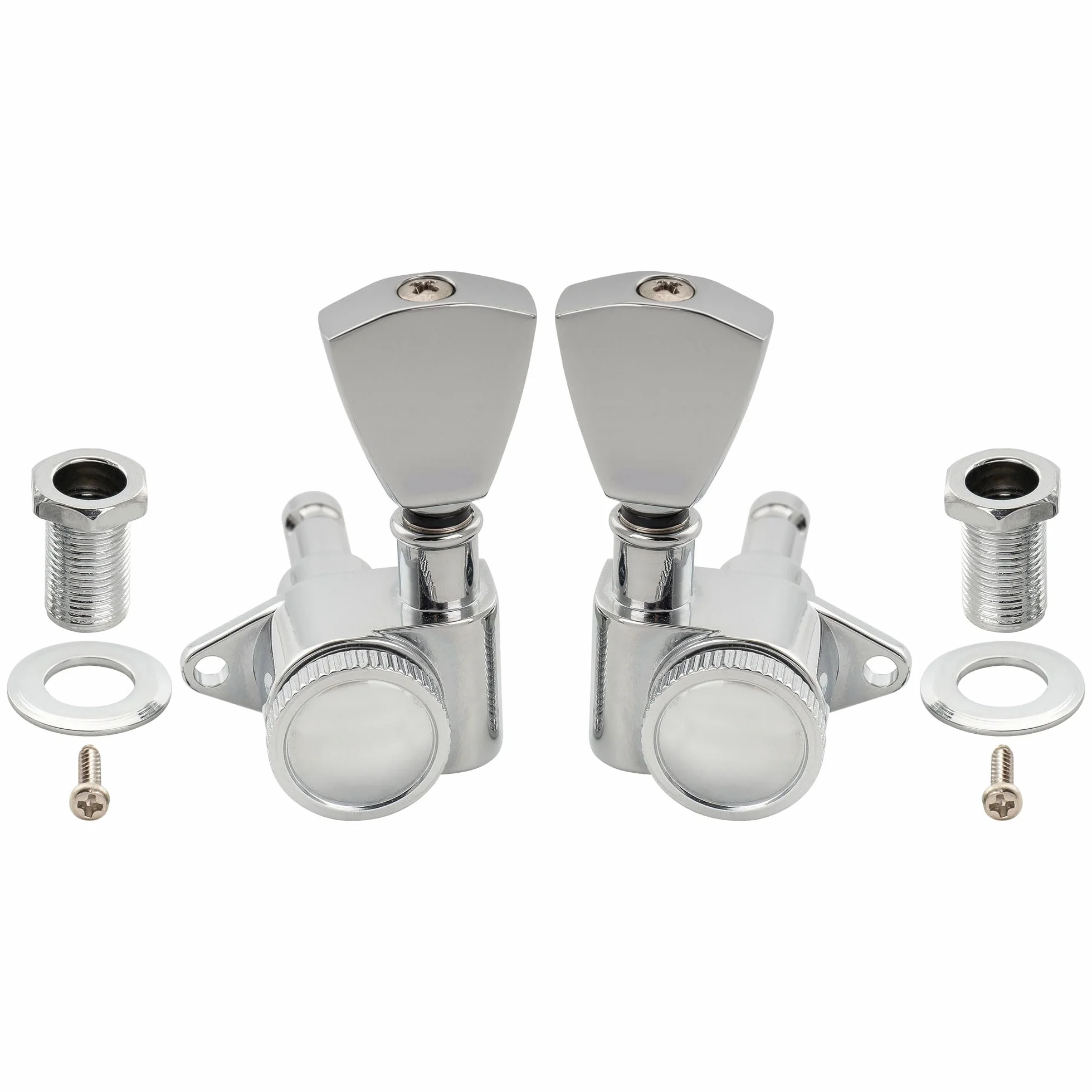 Musiclily Pro R18K 3R3L Klucze Blokowane Przełożenie 1:18 Gitaryowe Tuner Blokujące Kołki do Strojenia z Przyciski Keystone do Gitary Akustycznej Elektrycznej, Chrom
