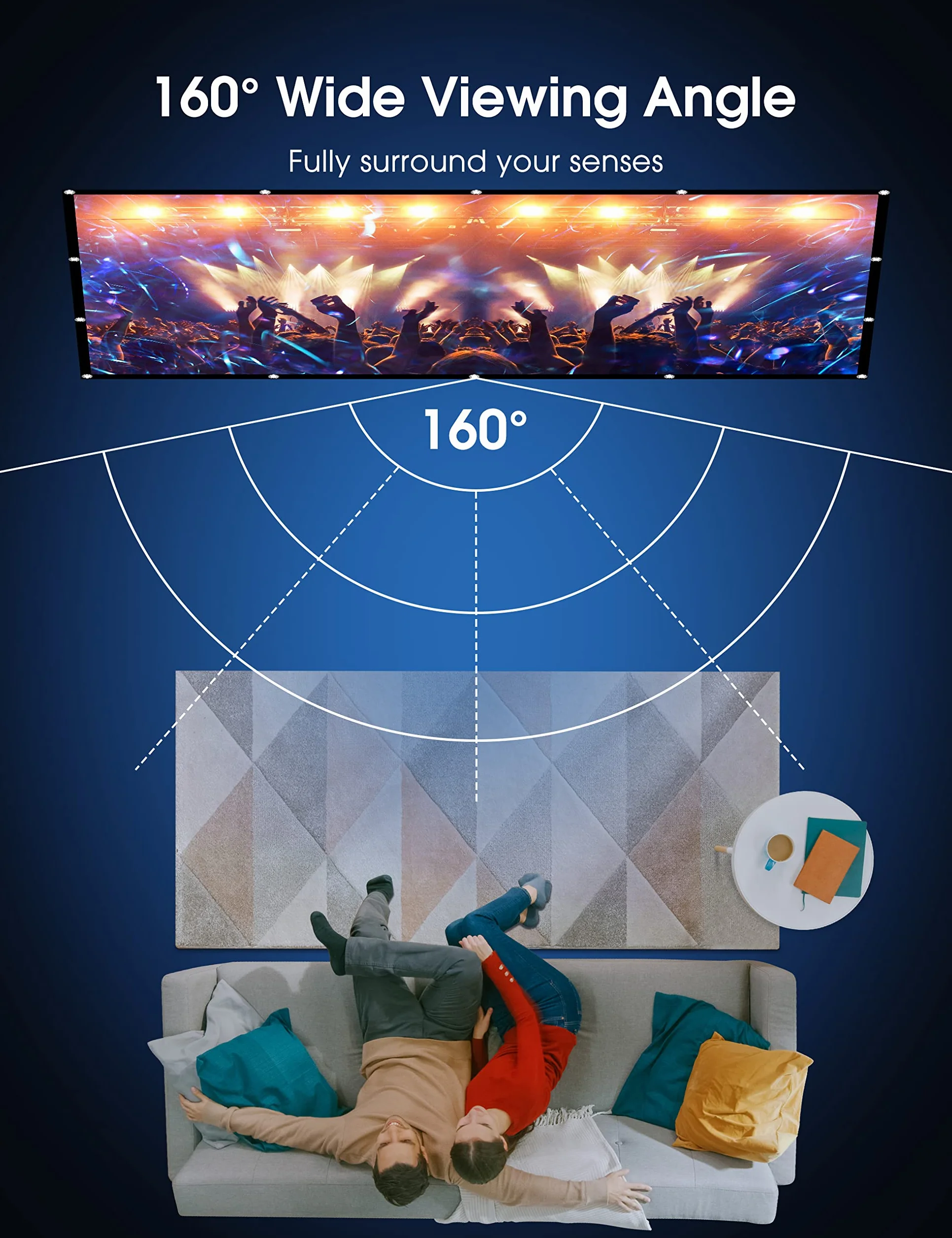 Ekran projektora 100 cali, przenośny ekran kinowy 16:9 HD 4K Składany zmywalny ekran, dwustronny ekran projekcyjny do domowego biura szkolnego na świeżym powietrzu teatr