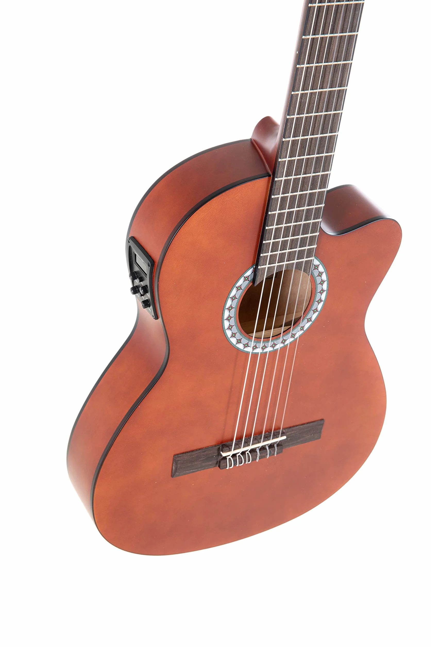 GEWA E-Akustik Gitara Klasyczna Basic - Classic Electro - 4/4 - Korpus Lipa - Przetwornik 4-pasmowy EQ z tunerem - Cutaway - Slimbody - Orzechowy kolor