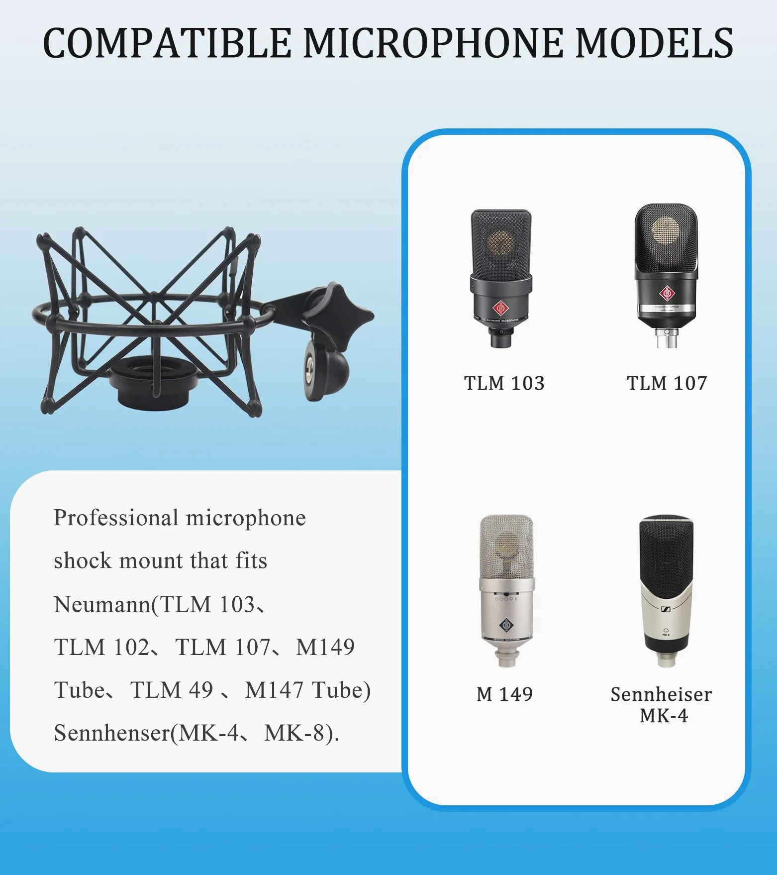 SUUNTOK TLM 103 Shock Mount - uchwyt mikrofonowy kompatybilny z mikrofonem pojemnościowym Neumann TLM 103 M147 firmy S, czarny