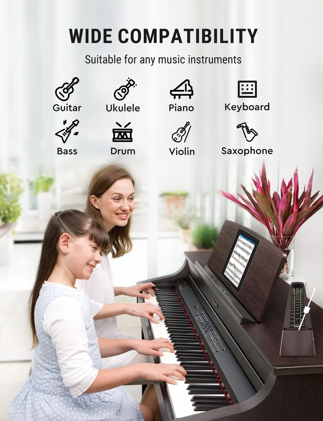 Mechaniczny Metronom M2 do Fortepianu, Gitary, Basu, Ukulele, Skrzypiec, Wiolonczeli, Bębna, Saksofonu, Trąbki i Innych Instrumentów Muzycznych