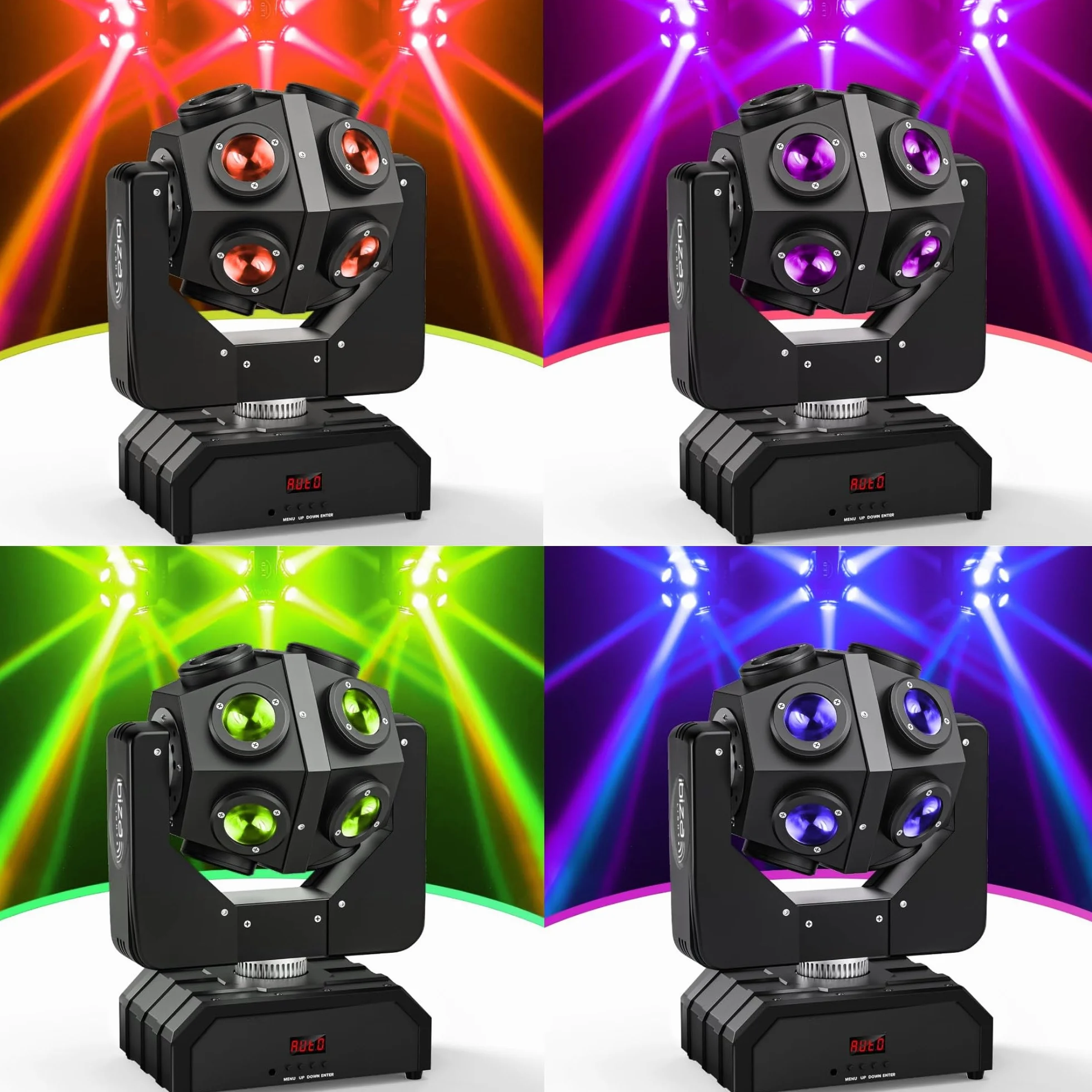 Ibiza - Zestaw 2 Lyres Beam Infinies DMX Ibiza Light E-COSMOS 4 w 1 12 x 10 W - 2 wsporniki na nogi, urodzinowy przyjęcie, przyjąć Pro, ślub