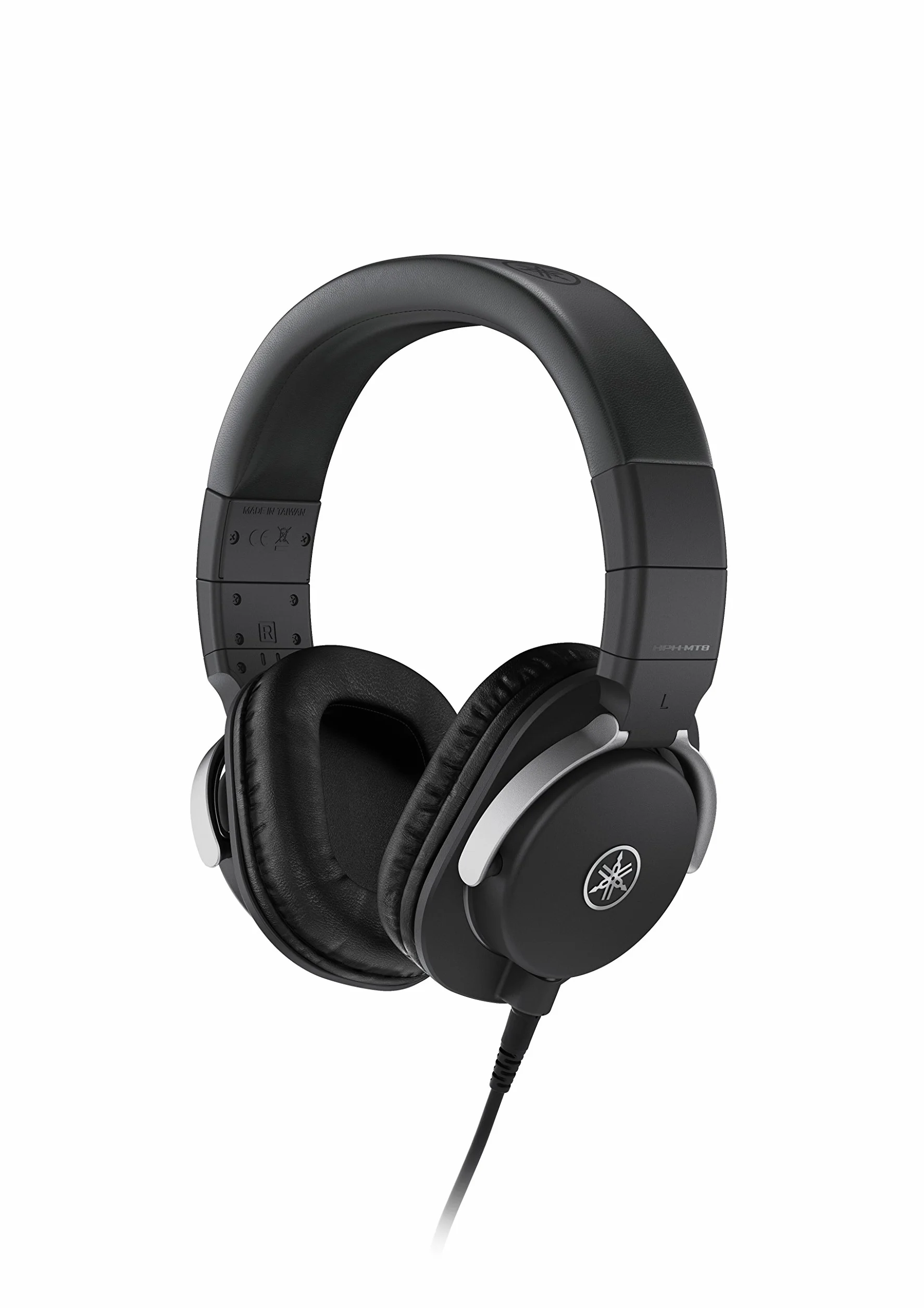 Yamaha Słuchawki studyjne HPH-MT8 – składane słuchawki wysokiej klasy z kablem 3 m (gładki) i kablem spiralnym 1,2 m ze standardową wtyczką adaptera stereo 6,3 mm, w kolorze czarnym