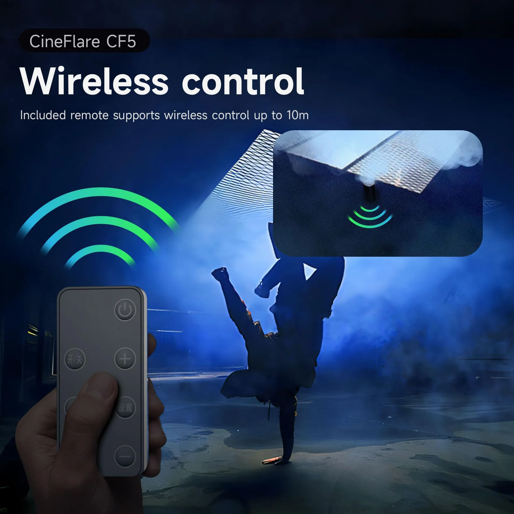 Colbor cf5 Mini 40W LED RGB maszyna do dymu przenośna maszyna do mgły z bezprzewodowym zdalnym sterowaniem, składany uchwyt. Może być używany do fotografii, ślubu, imprezy, DJ Halloween (czarny)