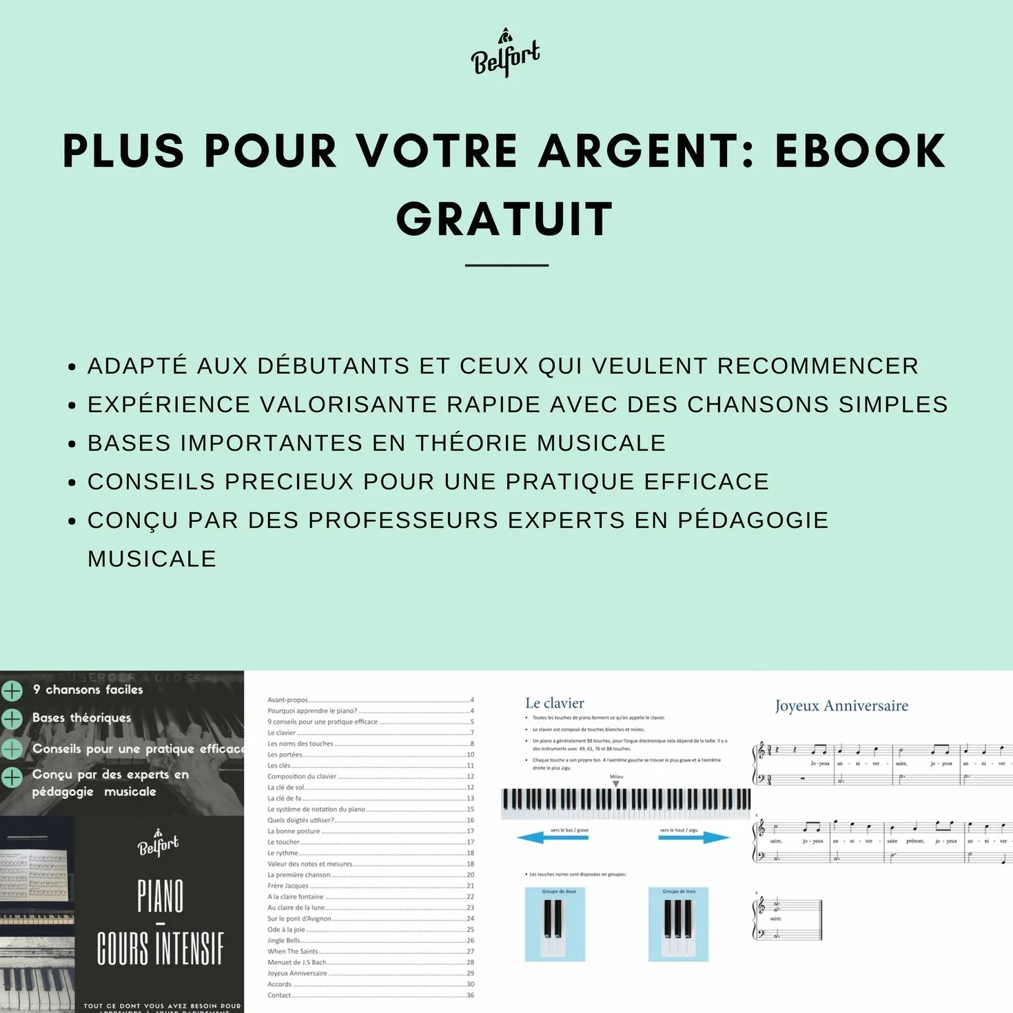 Belfort Autocollants pour Notes de Piano 49-88 Touches