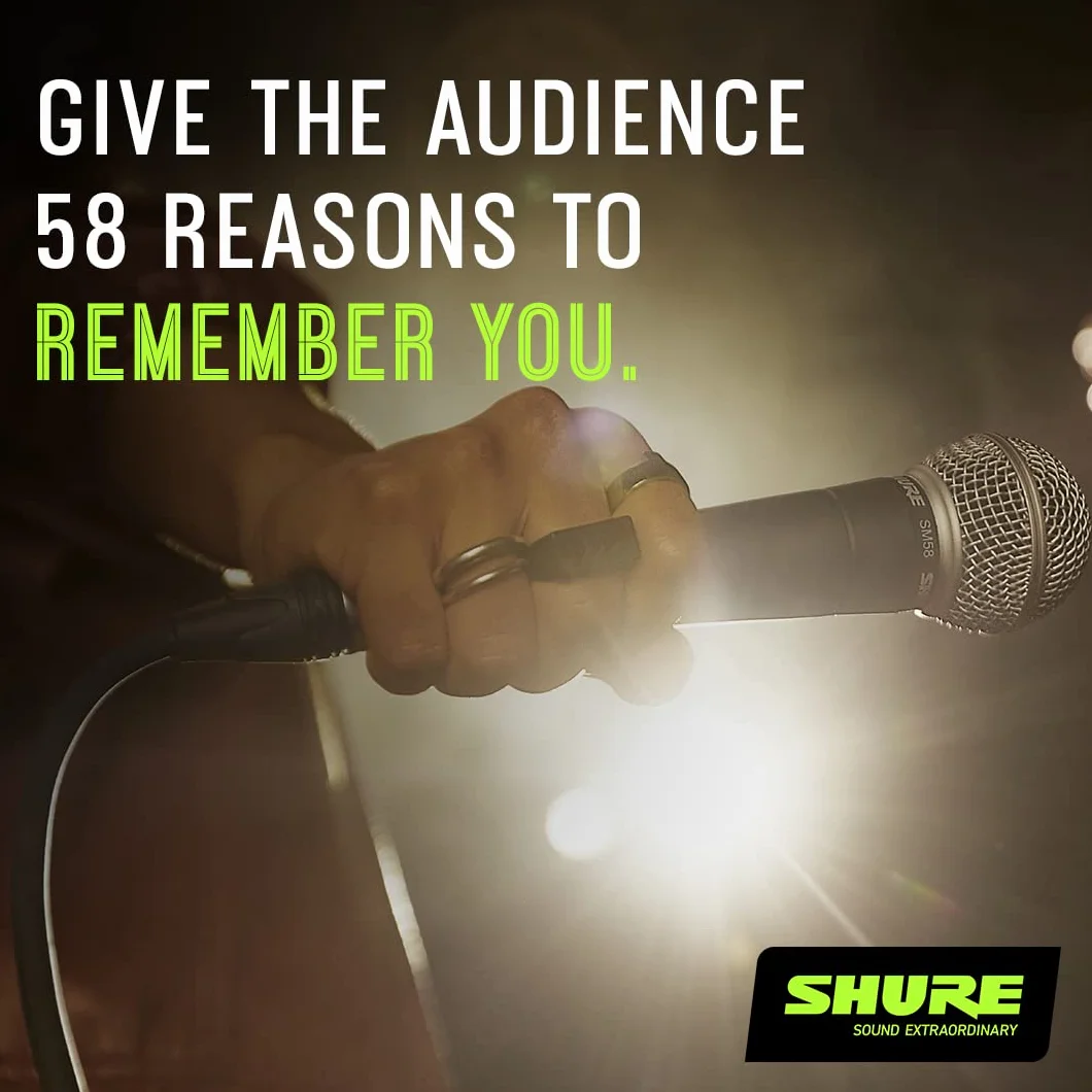 Shure SM58-LC Dynamiczny mikrofon wokalny z pneumatycznym mocowaniem wstrząsu, wbudowany filtr pop, klip A25D, 3-pinowy złącze XLR, brak kabla (SM58-LCE)