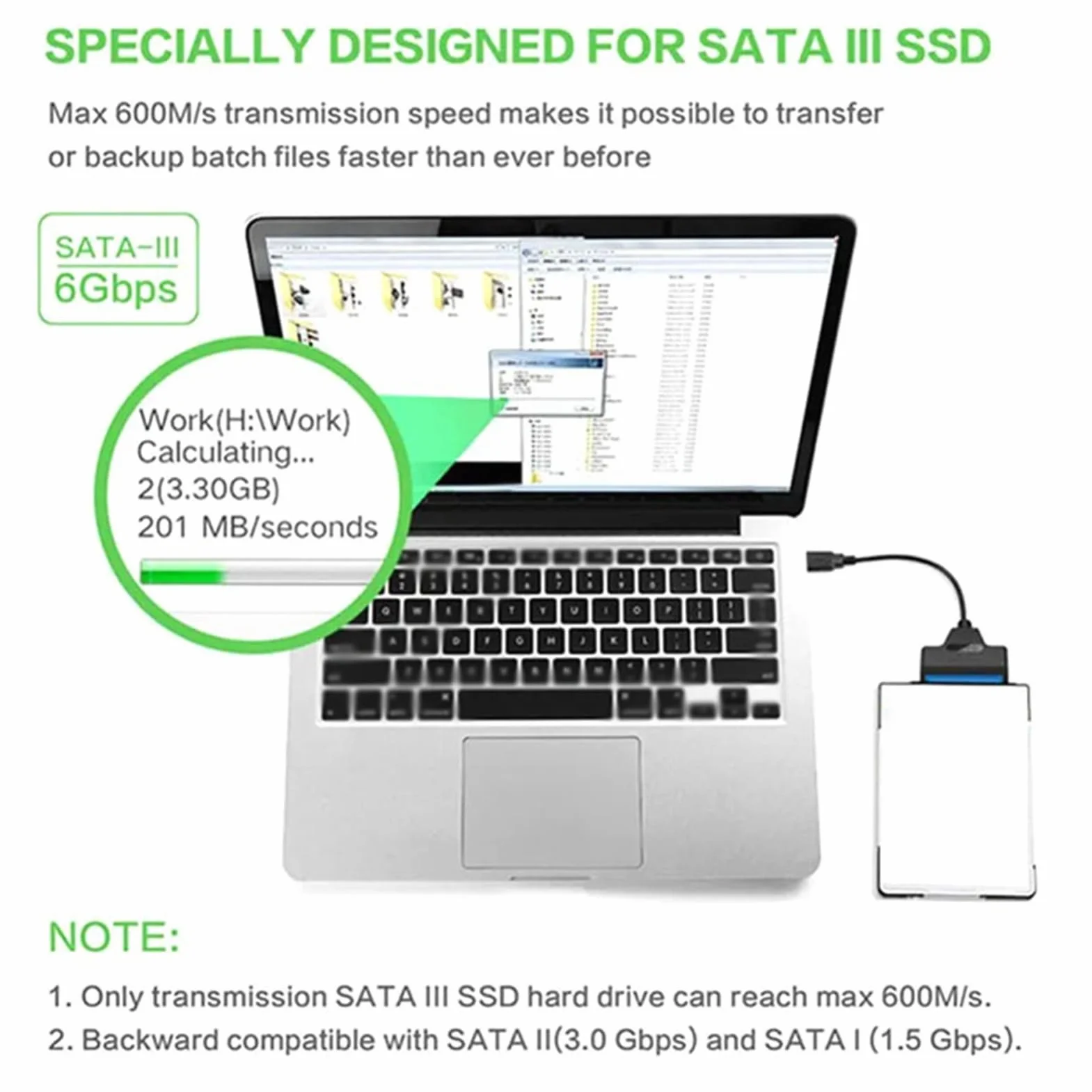 Kabel SATA na USB 3.1 Typu C, Kabel USB C 3.1 do 2,5 Cala SATA SSD/HDD, Adapter Zewnętrznego Dysku Twardego do 2,5-calowego Dysku SSD SSD, Obsługa UASP, Kabel 30 Cm