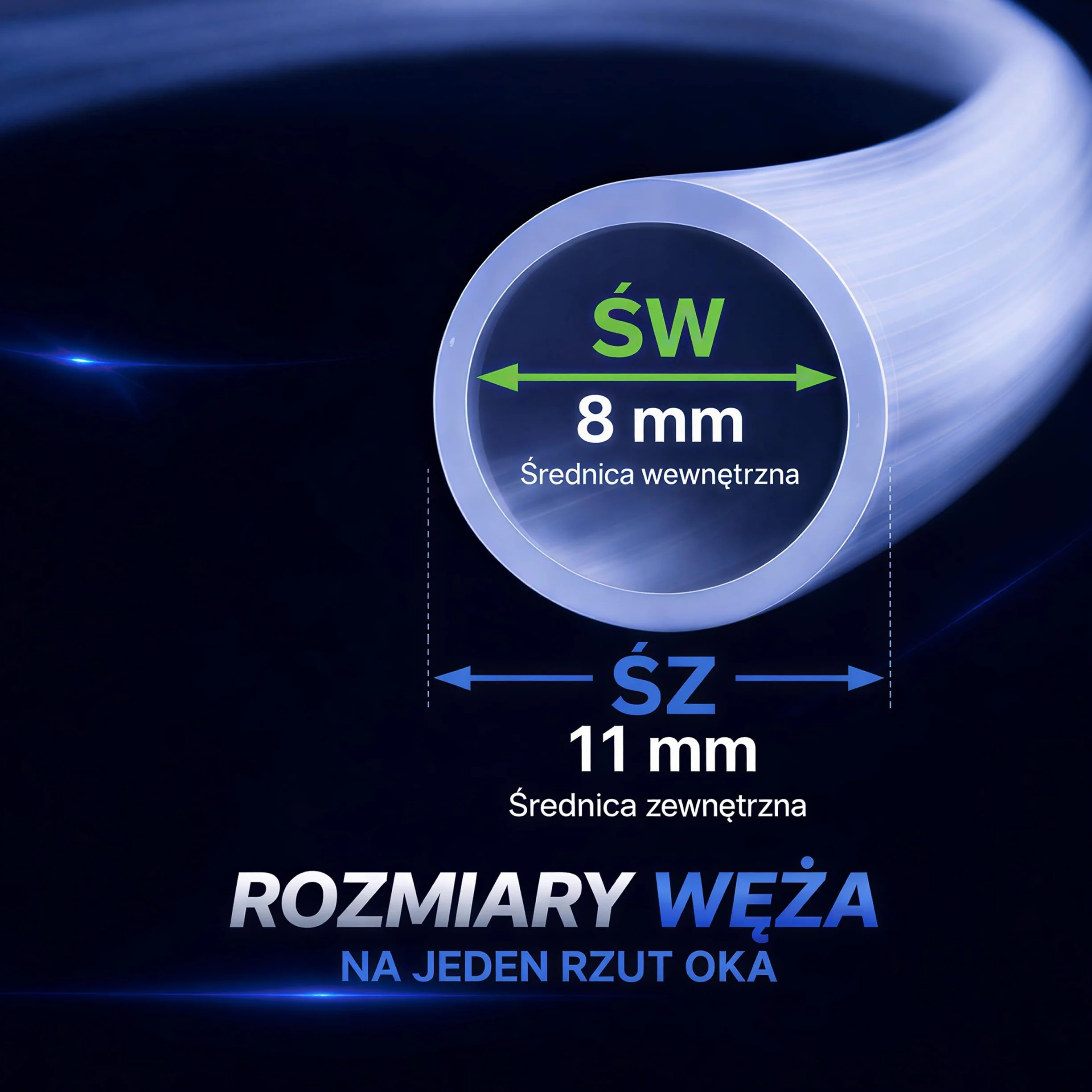 Wąż silikonowy 8mm ID x 11mm OD 2 Metry -50 do 230 C - Idealny do domu, akwarystyki, laboratorium, przemysłu