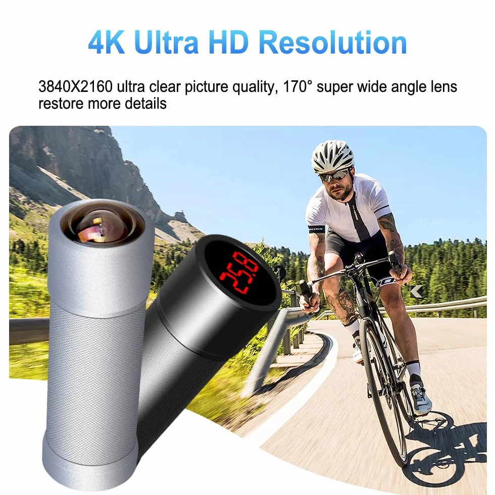 VSYSTO 4K Ultra wysokiej rozdzielczości kamera WiFi Rejestrator motocyklowy Sport Rejestrator nart Wyświetlacz temperatury Starlight Night Vision Metal Body Wodoodporne nagrywanie pętli