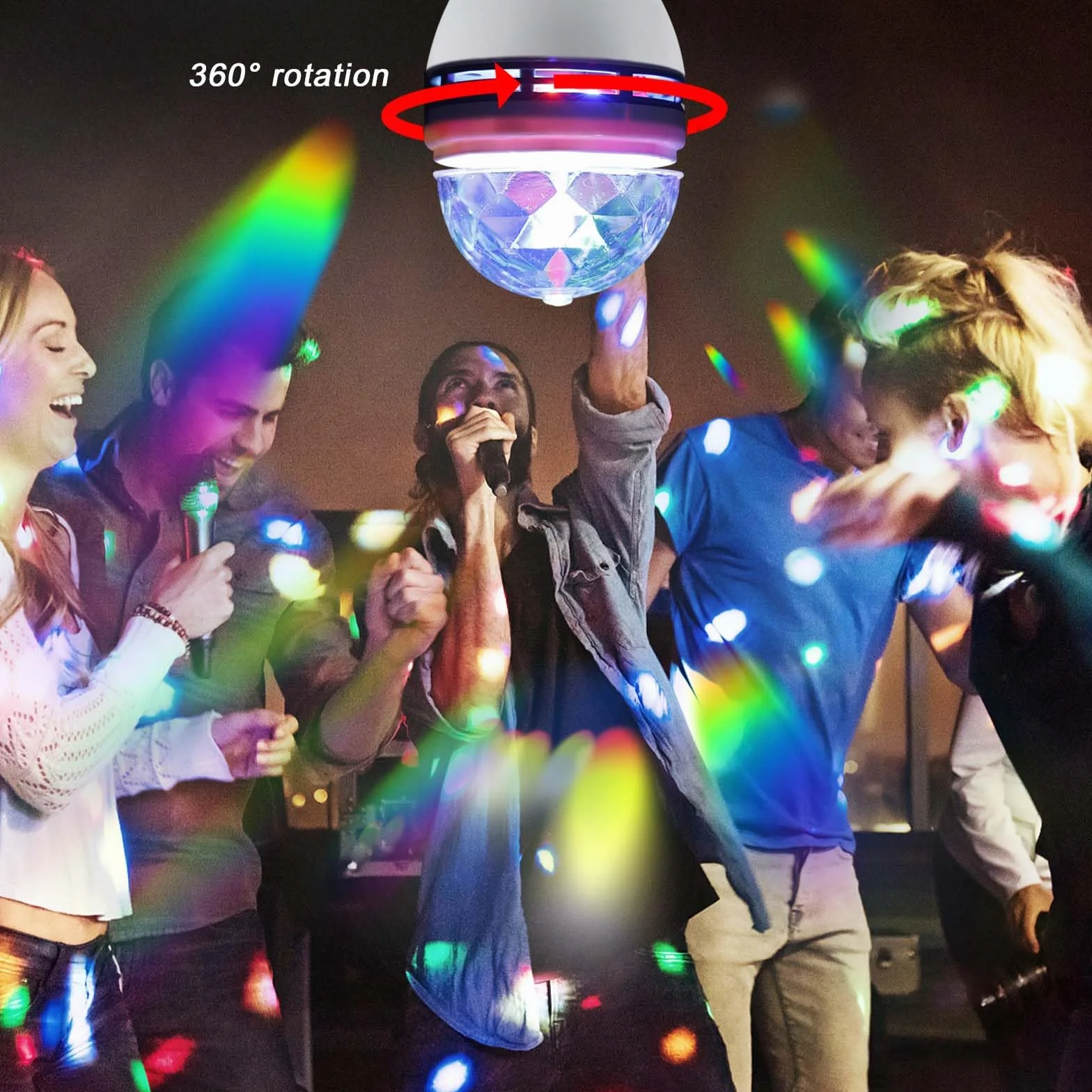 2 x Party Light, 3W E27 RGB LED Disco Ball Light, Obracana o 360° Żarówka Dyskotekowa, Dekoracja Na Przyjęcie Urodzinowe Halloween, Boże Narodzenie