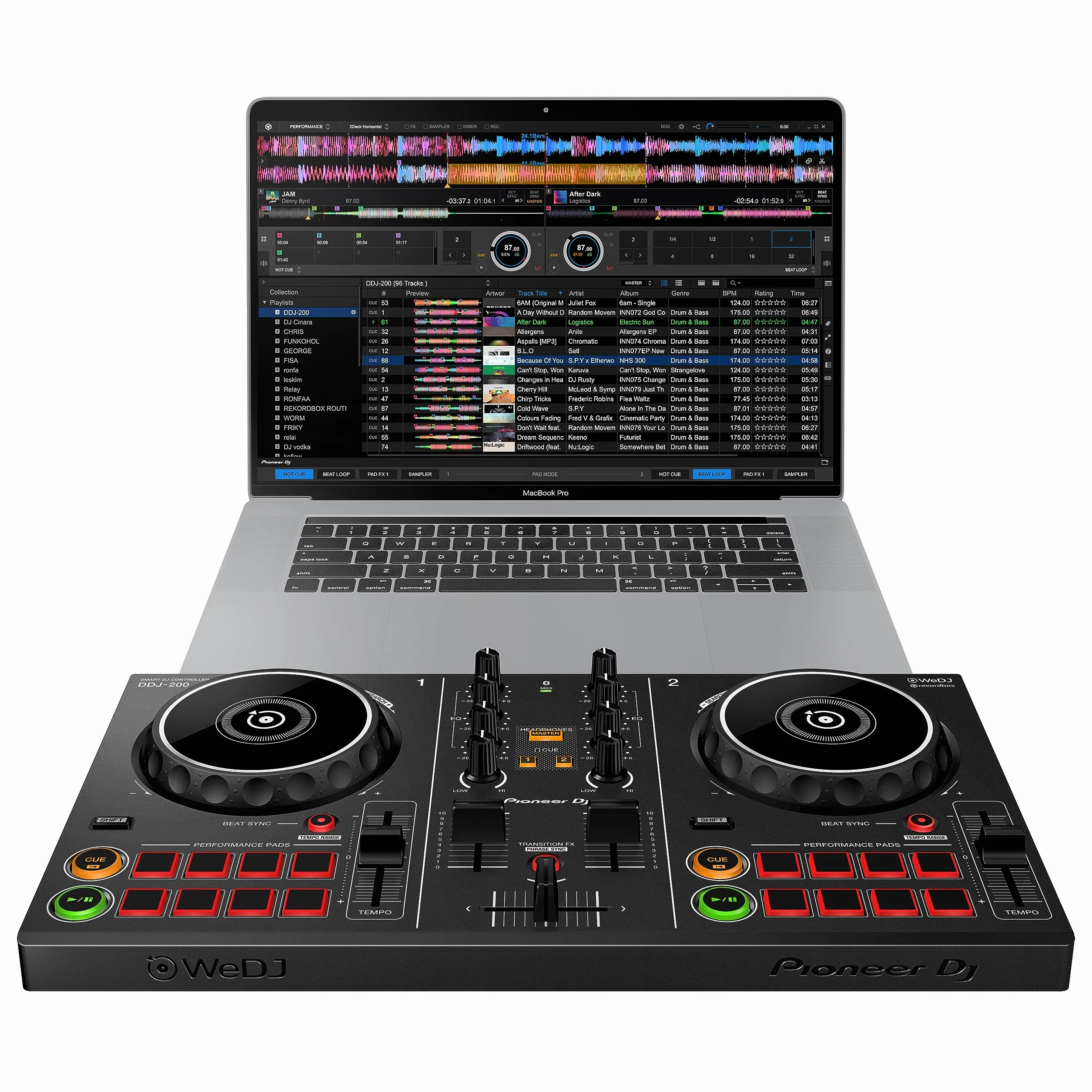 Pioneer DDJ-200 – kontroler wejścia Bluetooth dla DJ-ów ze smartfonem, czarny