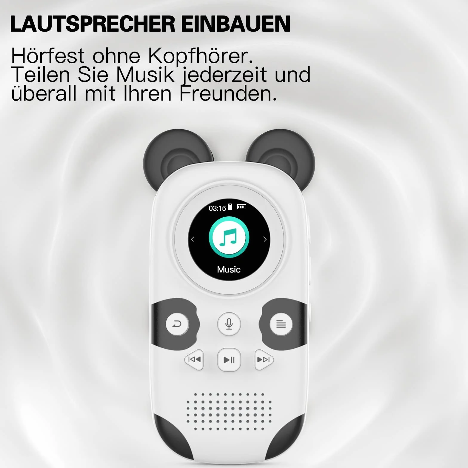 RUIZU Odtwarzacz MP3 z głośnikiem dla dzieci uroczy wyświetlacz Panda TFT 1,5 cala obsługa 64 GB karty TF 128 GB Bluetooth 5.0 MP3 Radio FM Budzik Krokomierz Rejestrator