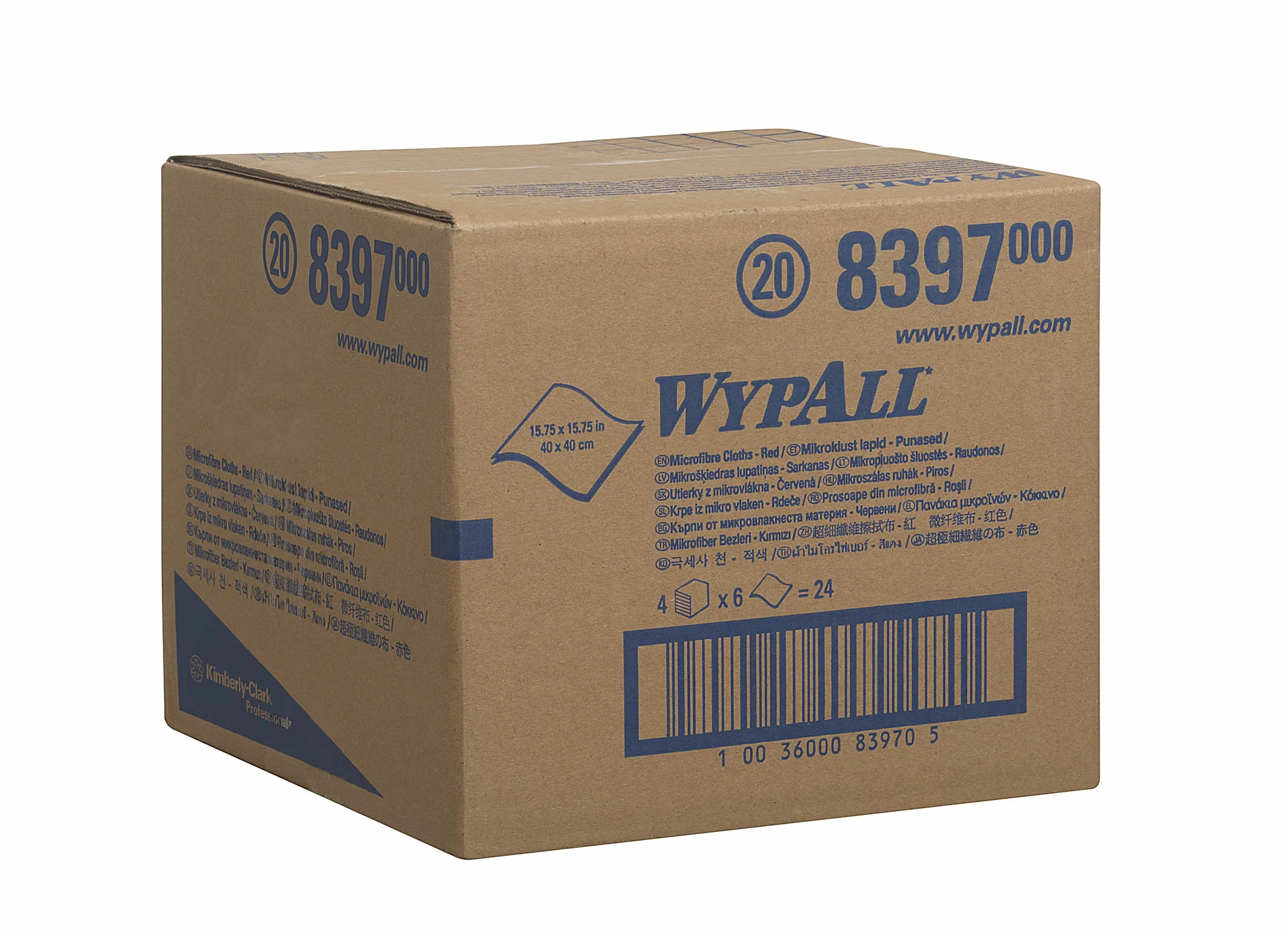WypAll Ściereczki z mikrofibry 8397 – 4 paczki z 6 chusteczkami, czerwone