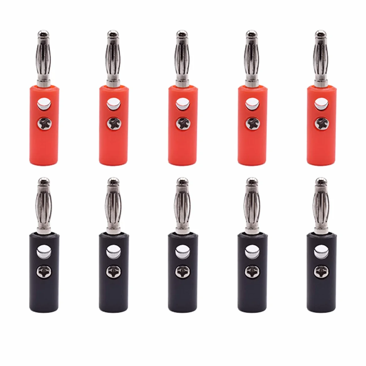 Hailege 20 sztuk 4 MM Banana Plug Plug Plug Wzmacniacz Audio Banana Wtyczka Głośnik Gniazda Złącza (10 Czerwony + 10 Czarny)