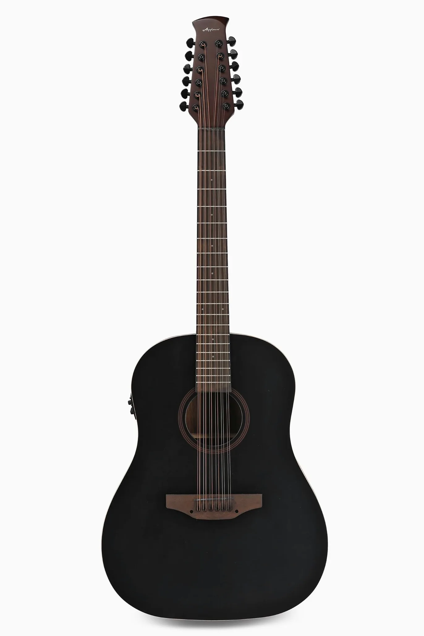 Gitara akustyczno-elektryczna Applause – Jump Dark Matter 12 String – 12-strunowa – płyta przednia z litego świerku – płyta tylna z ovangkolu – matowa czerń – przedwzmacniacz AP3TP – AES12-69-5S