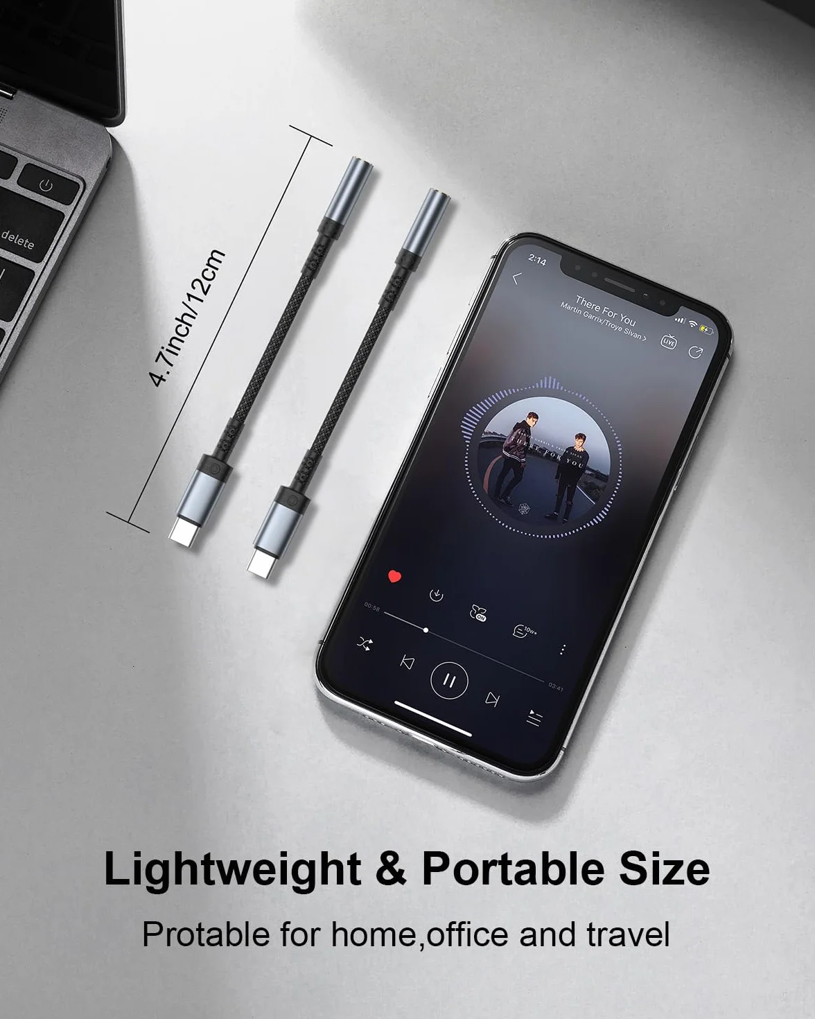 BLITEZZ Adapter USB C do jacka 3,5 mm (0,12 m, 2sztuki),Adapter USB-C do jacka 3,5 mm, adapter słuchawkowy USB C,kabel audio Aux,kompatybilny z iPhone'em 16/15,Galaxy S25 S24 S23 S22/Huawei P60/P50