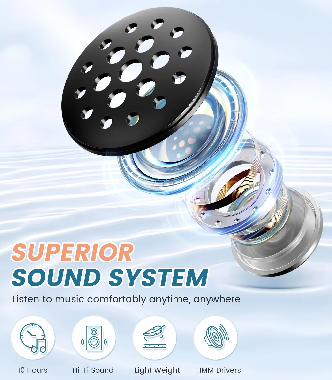 Voerou Sleep Headphones sportowe słuchawki z ultracienkimi głośnikami stereo HD do spania, treningu, joggingu, jogi, bezsenności, podróży