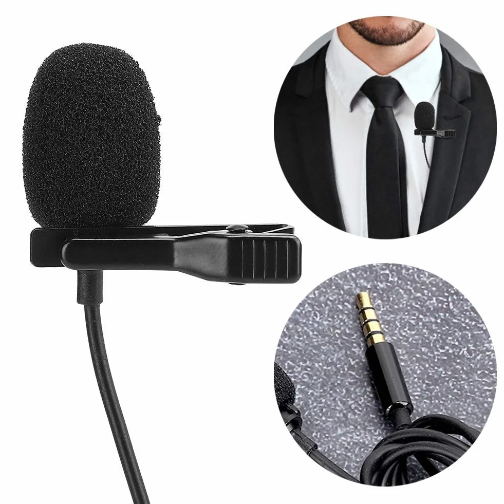 Mikrofon do klapy, Kondensator dookólny 1,5 m mikrofon klapy ze złączem 3,5 mm średnicy, mini mikrofon nagrywania konferencji, podcast, nagrywanie entrevi