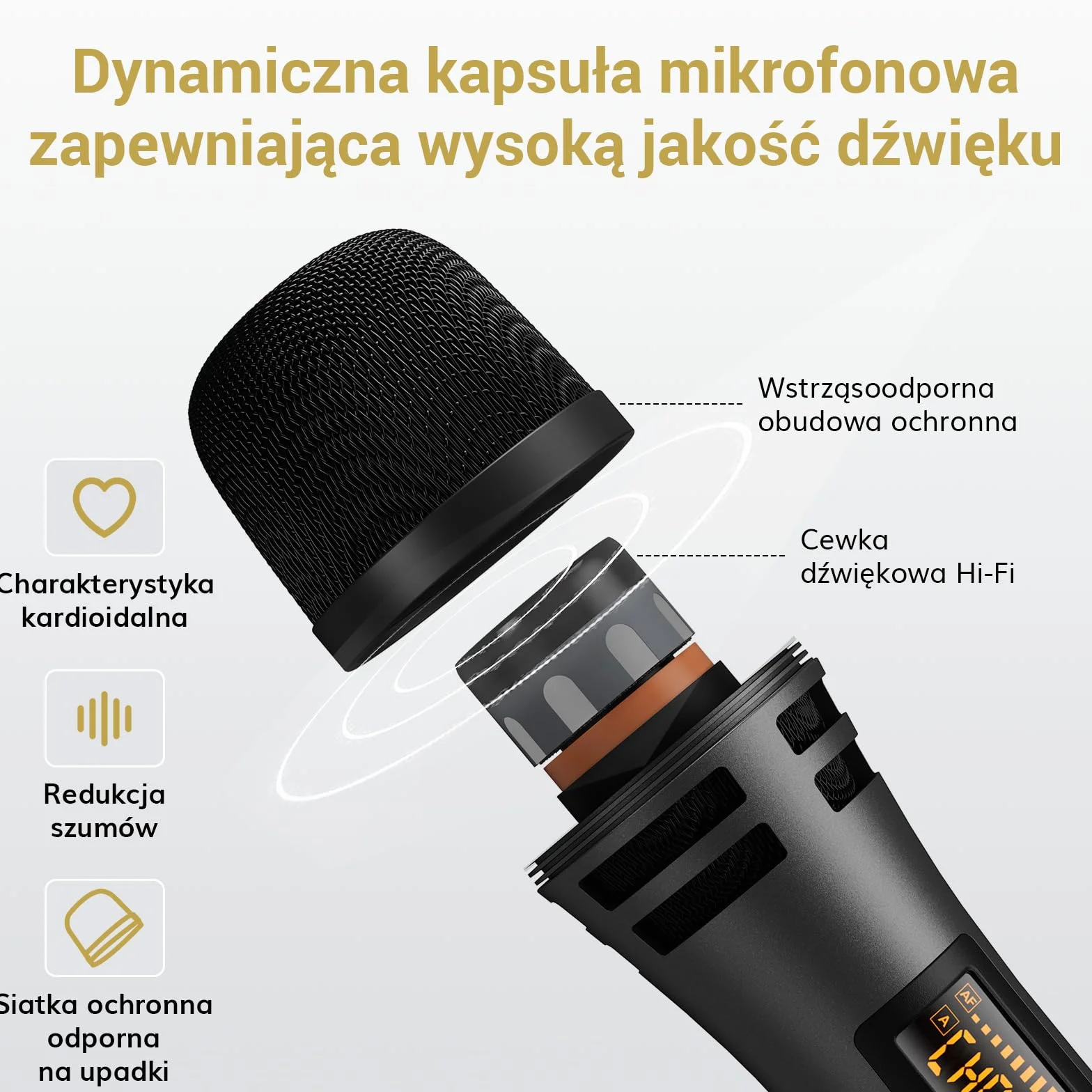 Mikrofon bezprzewodowy, bezprzewodowy system mikrofonu TONOR UHF metalowego bezprzewodowego z odbiornikiem, do karaoke, śpiewu, imprezy, wesela, DJ, mowy, 200ft(TW320)