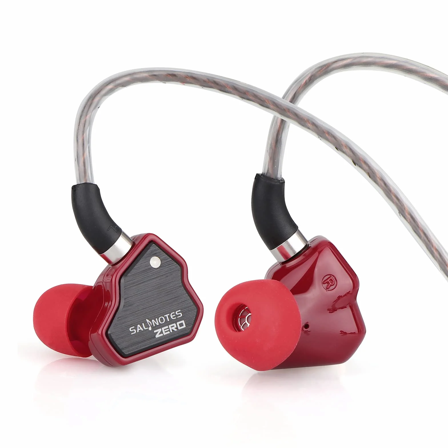 Linsoul 7Hz Salnotes Zero Słuchawki douszne Hi-Fi z dynamicznym przetwornikiem 10 mm IEM, z membraną kompozytową, płyta ze stali nierdzewnej, odłączany 2-pinowy kabel OFC, czerwone, bez mikrofonu