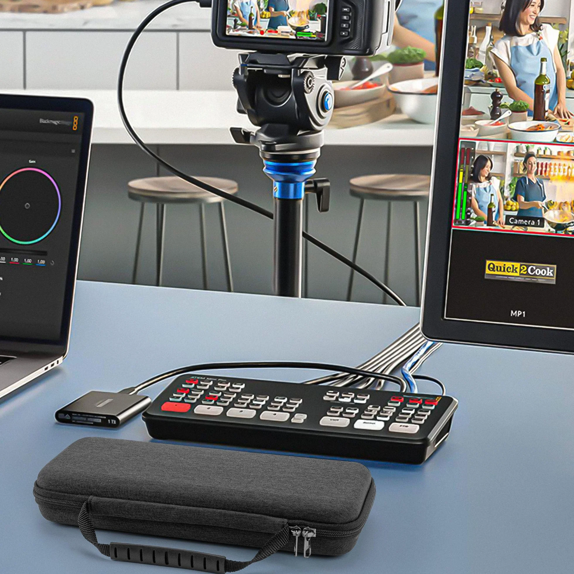 GEEKRIA Twarda obudowa podróżna, torba ochronna EVA kompatybilna z Blackmagic Design ATEM Mini Pro (ciemnoszara), ciemnoszary