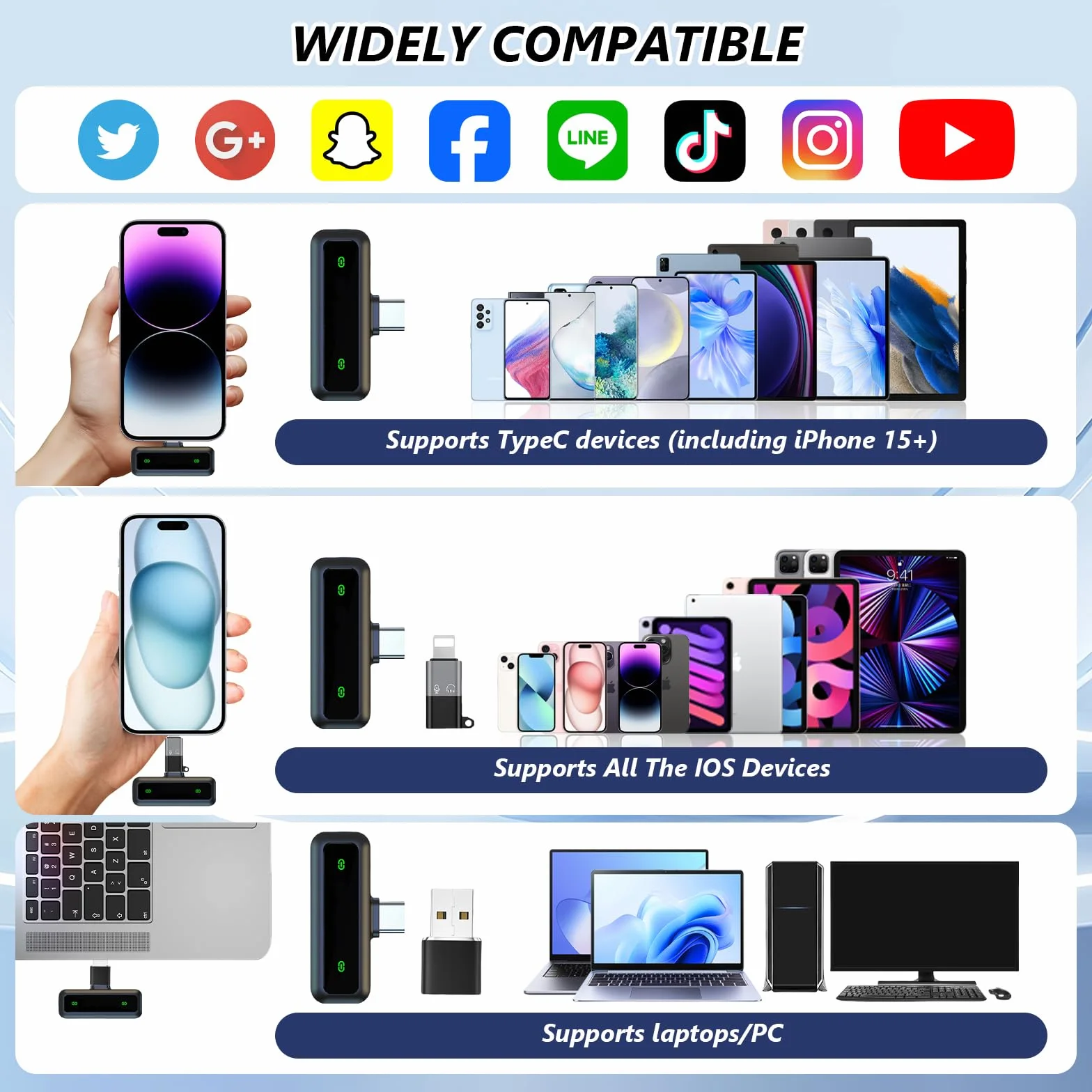 flintronic Bezprzewodowy mikrofon krawatowy iPhone Android iPad, mini mikrofon klapowy z redukcją szumów, mikrofon z klipsem, mini mikrofon, iPhone z USB-C do nagrywania wideo, vloga, TikTok, YouTube