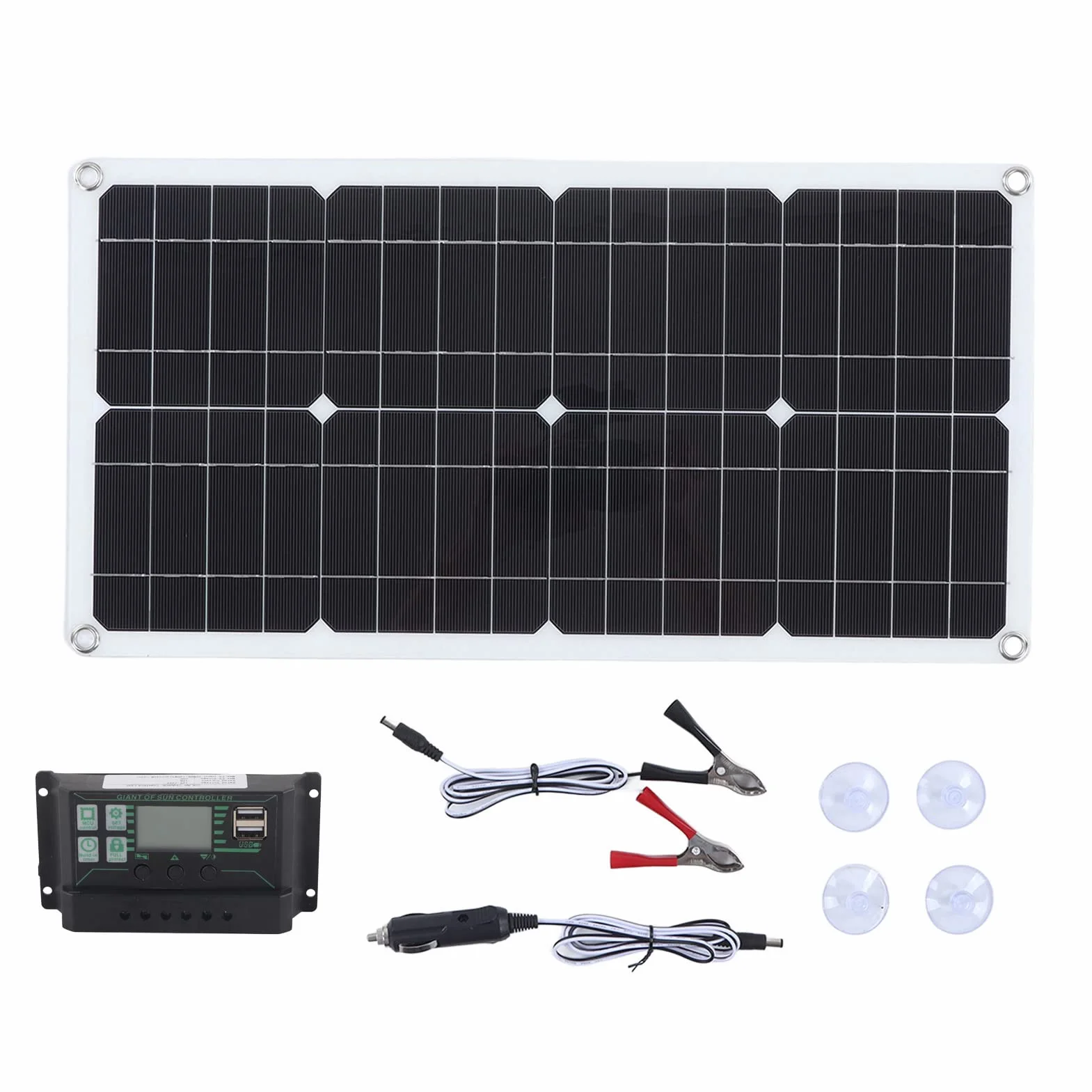 Zestaw paneli słonecznych zestaw startowy przenośnego panelu 250W 12V/24V z monokrystalicznym paneliem + kontroler ładowania 10A do samochodu, kempingowego, łodzi