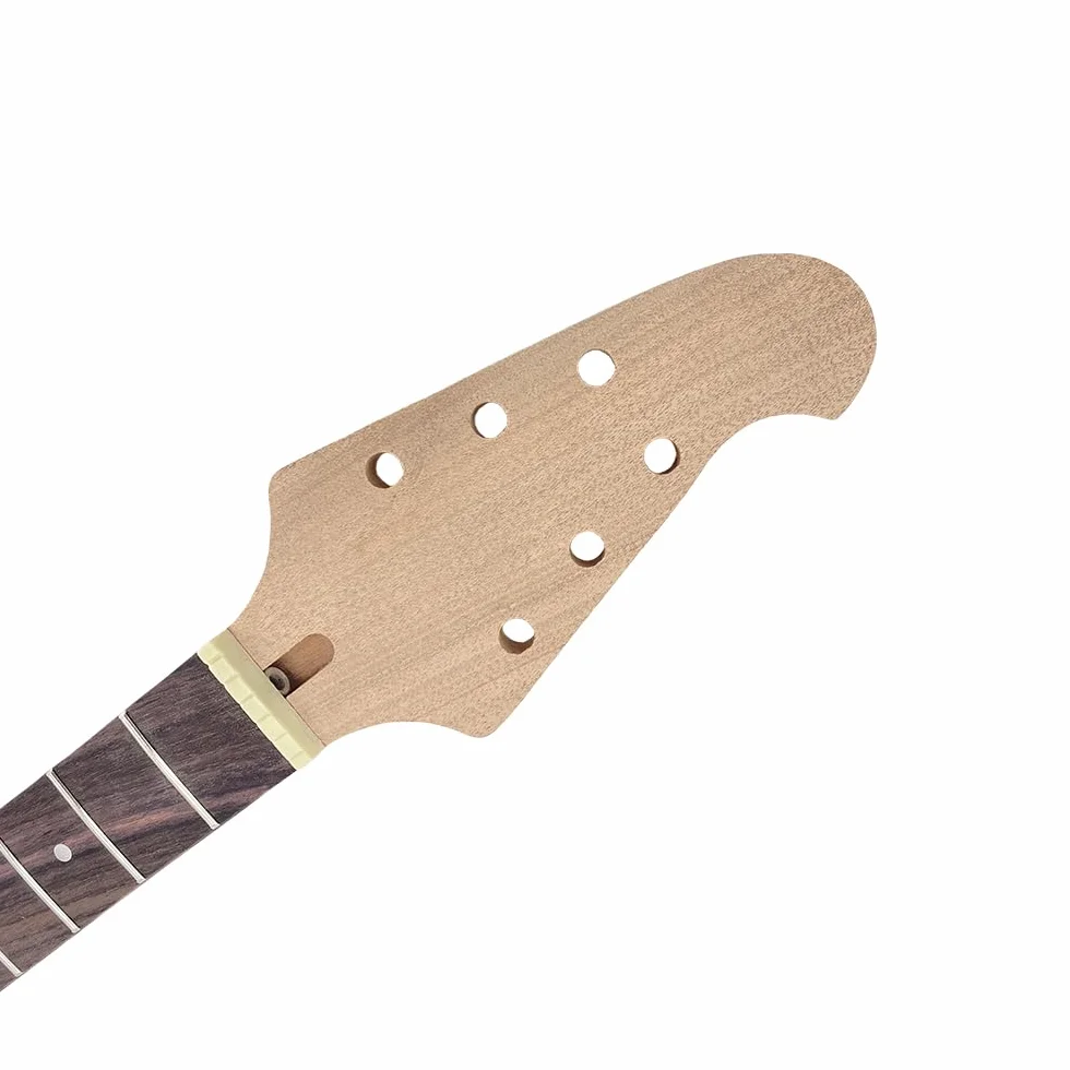 Nowy zestaw do gitary, gryf gitary z 22 progami, 628.65 mm korpus gitary z mahoniu, zestaw znaków kropkowych w stylu Flying V, gryf z drewna rosewood (znak kropkowy)