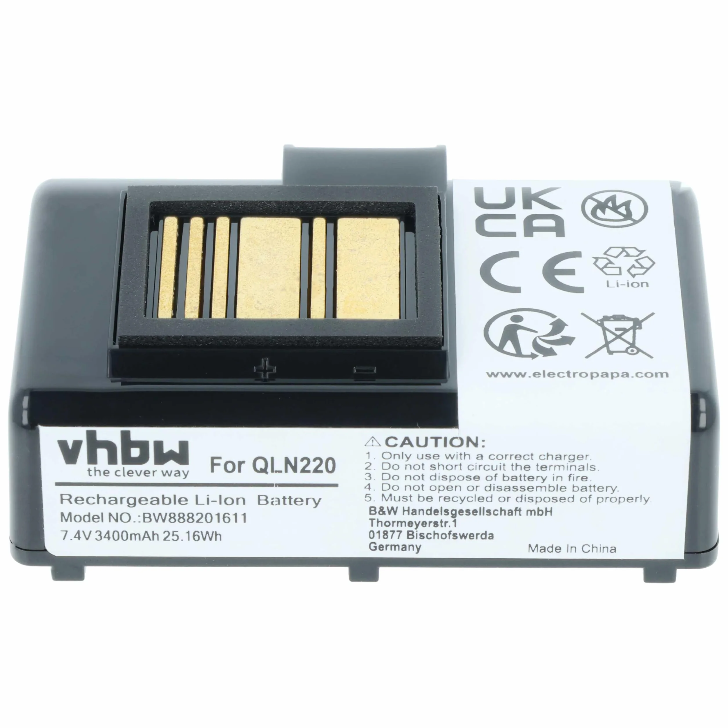 vhbw Akumulator zastępczy do Zebra P1031365-069, P1051378 do drukarek, kopiarek, skaner, drukarek etykiet (3400 mAh, 7,4 V, litowo-jonowy)