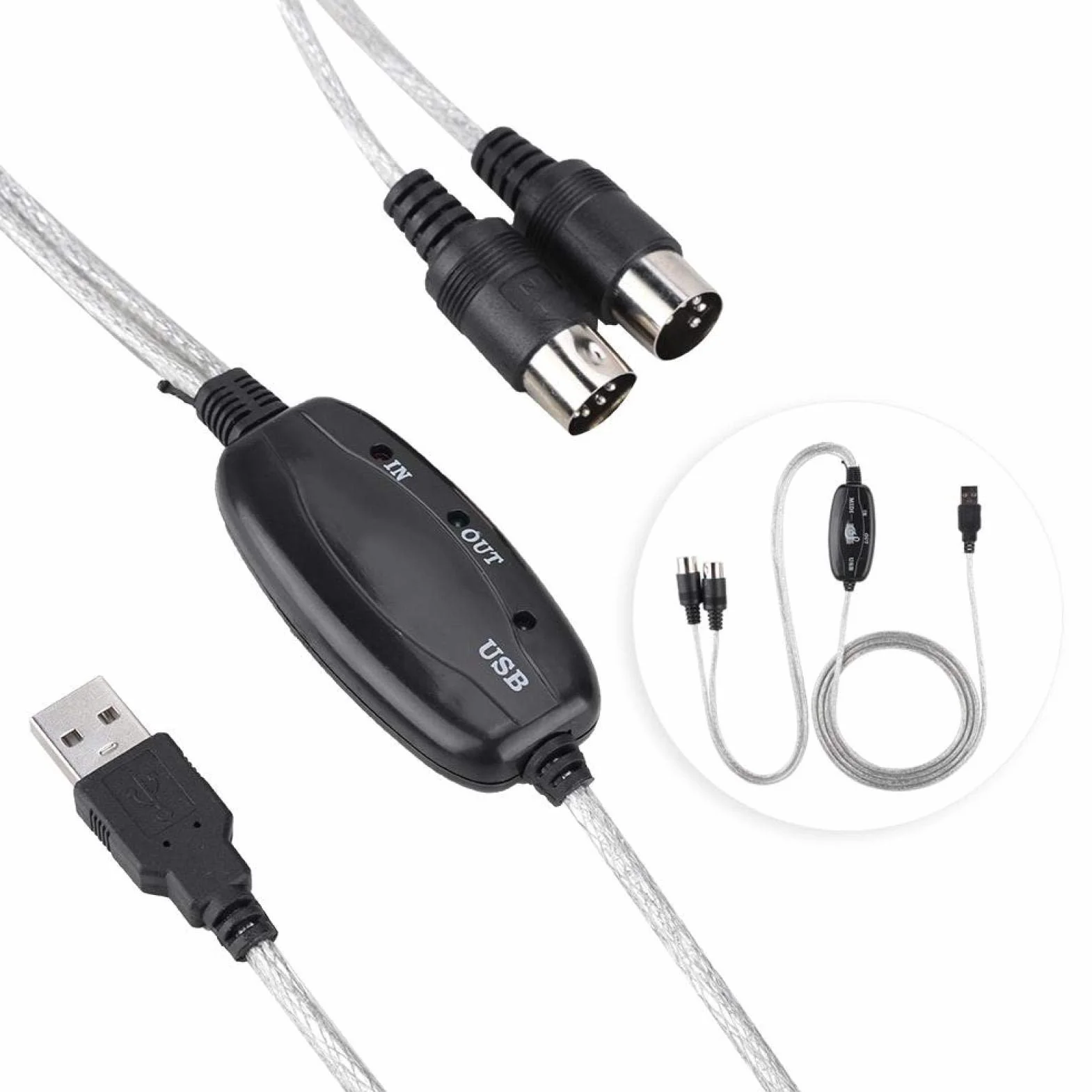 Kabel MIDI, adapter interfejsu Linia do edycji muzyki Kabel MIDI na USB, kabel USB MIDI do True Plug & Play
