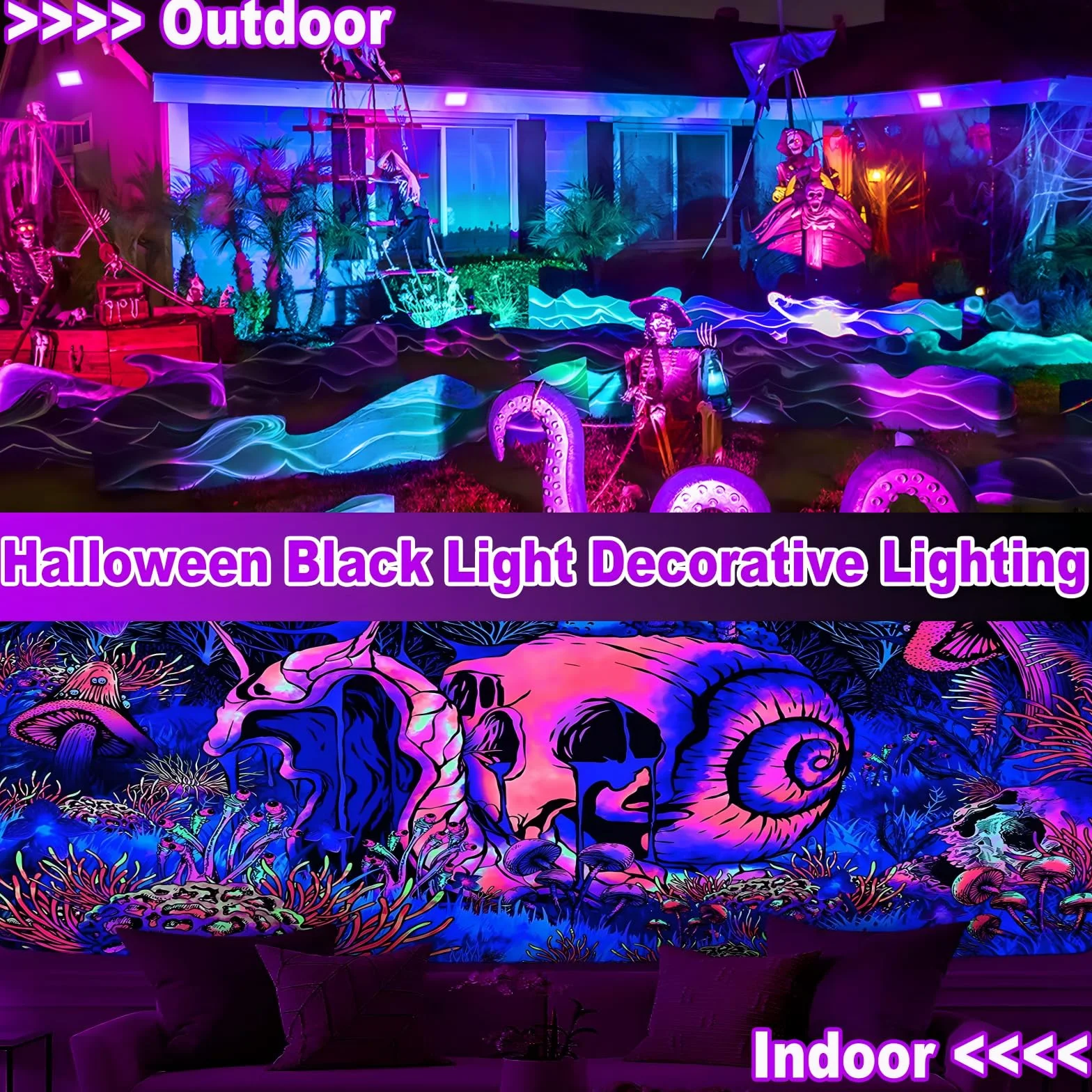 Reflektor UV z czarnym światłem 100 W, 395-400 nm, czarne światło, IP66, wodoszczelny reflektor LED UV z wtyczką, czarne światło, światło UV na imprezę neonową, dyskotekę, Halloween