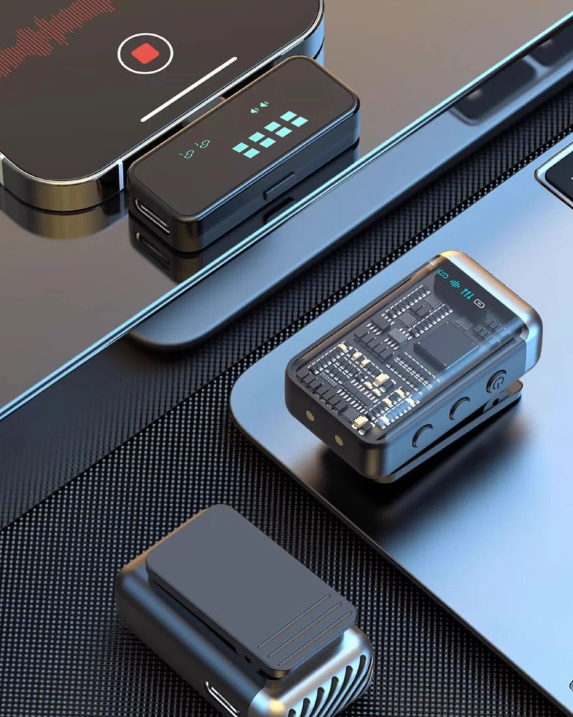 Bezprzewodowy mikrofon lavalier do iPhone'a – Revers Bluetooth mikrofon typu C i oświetlenie, mini Android Mic Microfonos, Inalambricos Professional do Tiktok, vlogingu, wywiadów, podcastów, YouTube