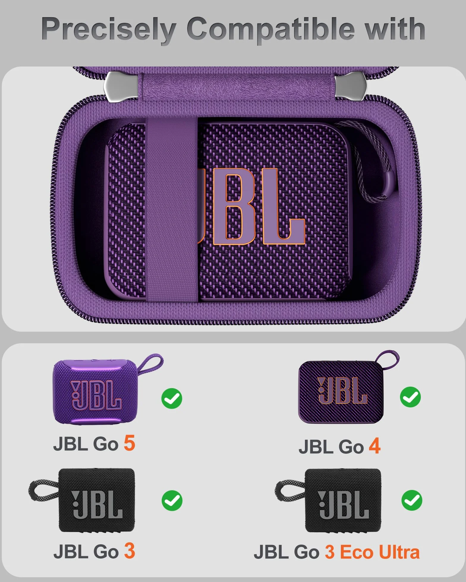 ProCase Twarde etui do JBL GO 4 / GO 3 / GO 3 Eco/GO 3 Ultra, przenośny futerał podróżny na głośnik Bluetooth, odporna na wstrząsy i zarysowania torba transportowa - fioletowy