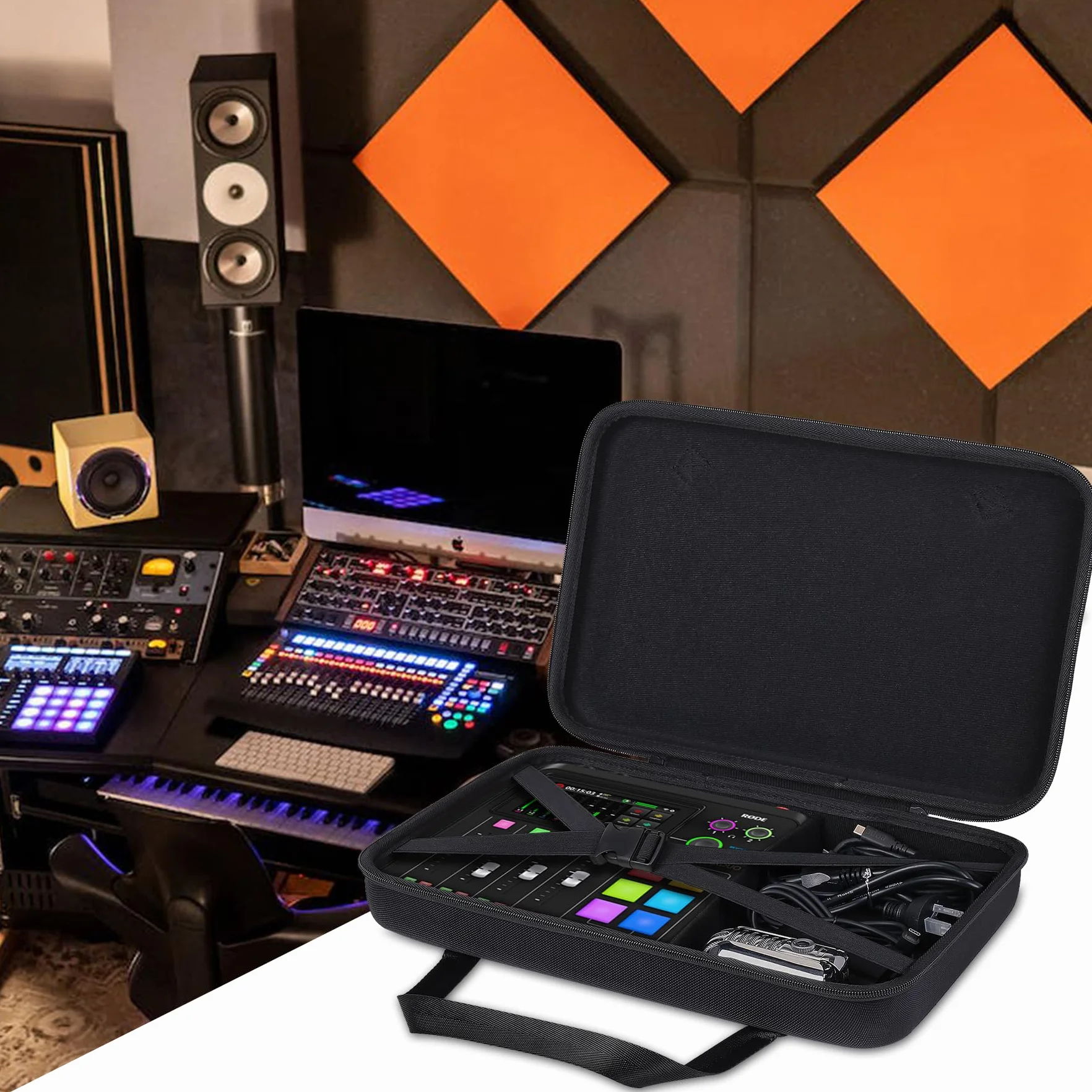 Khanka Twardy futerał do przenoszenia kompatybilny z RØDECaster Pro II, Czarny