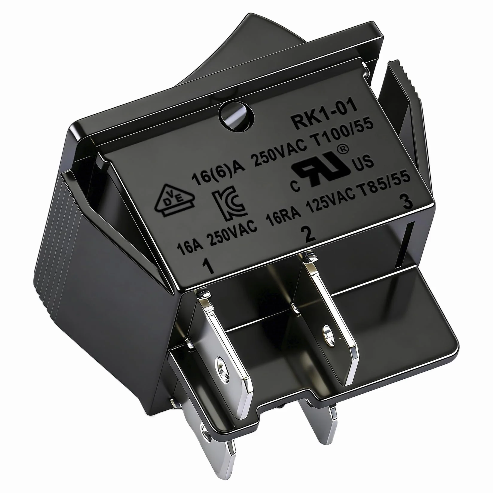 Heschen - Włącznik/wyłącznik, DPST 4 zaciski 16A 250VAC, czarny, zestaw 2 szt